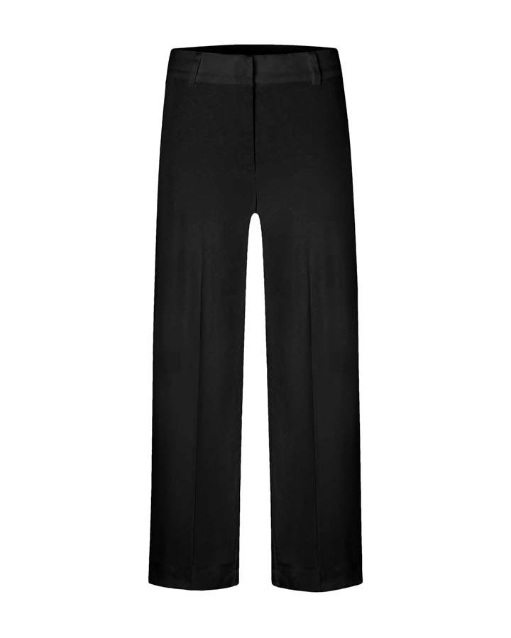 Cambio California wide-leg black bark trousers with front crease and belt loops