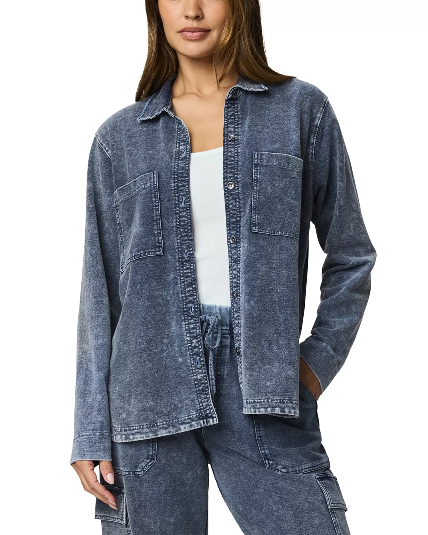 GWEN INDIGO TERRY BUTTON DOWN