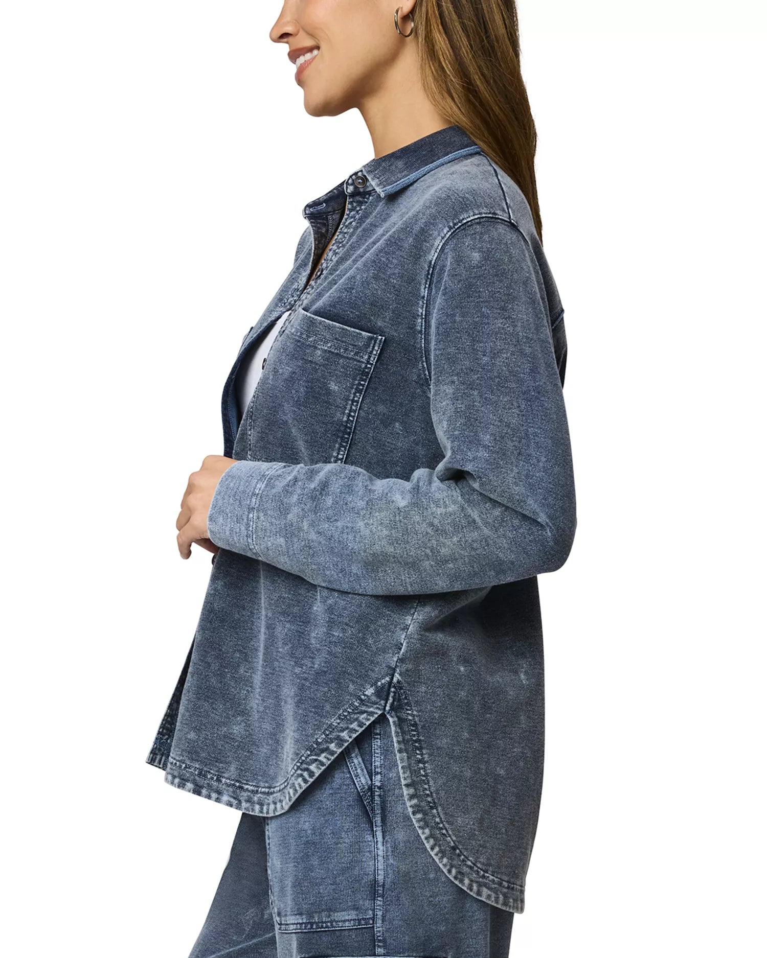 GWEN INDIGO TERRY BUTTON DOWN