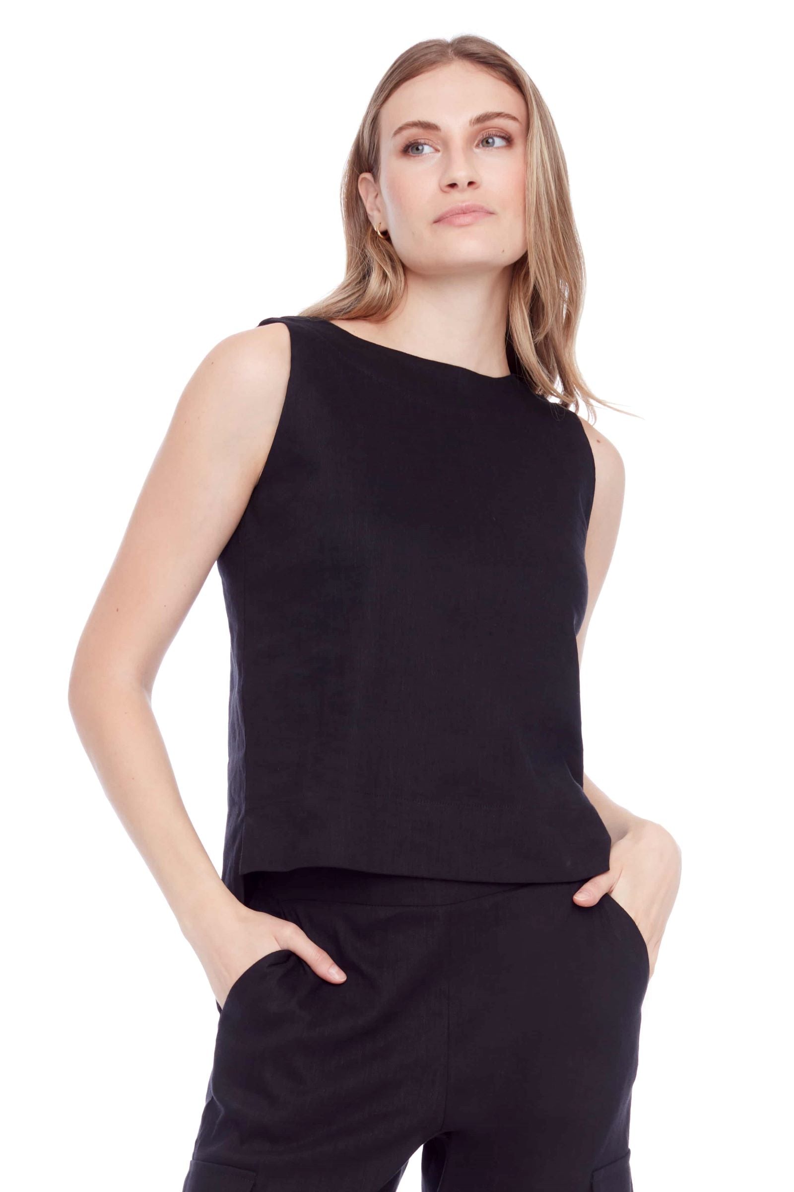 LILA LINEN SLEEVELESS TOP