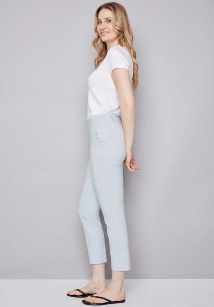 CHLOE STRIPED TECHNO SLIM ANKLE PANT