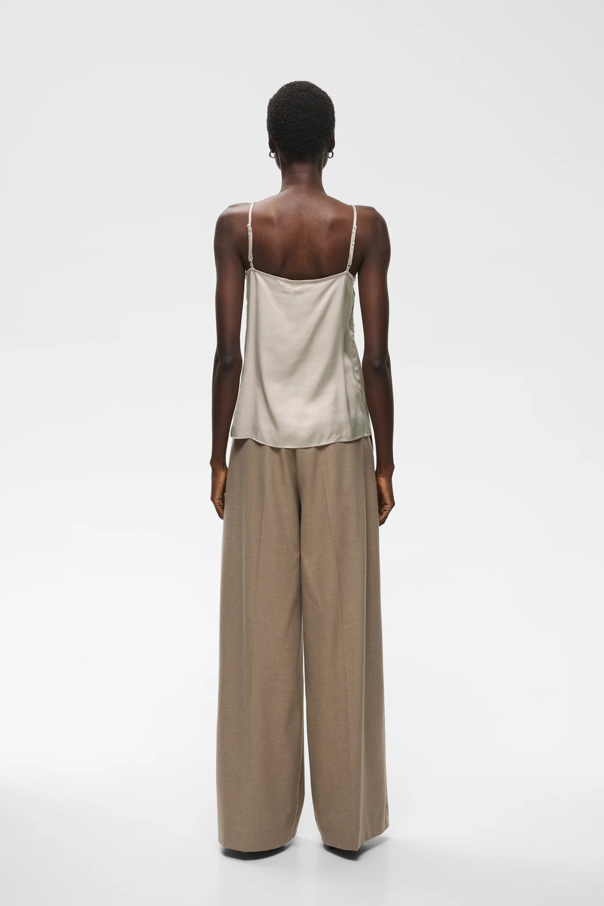 InWear ORAHIW satin camisole in light beige with thin adjustable straps, back view
