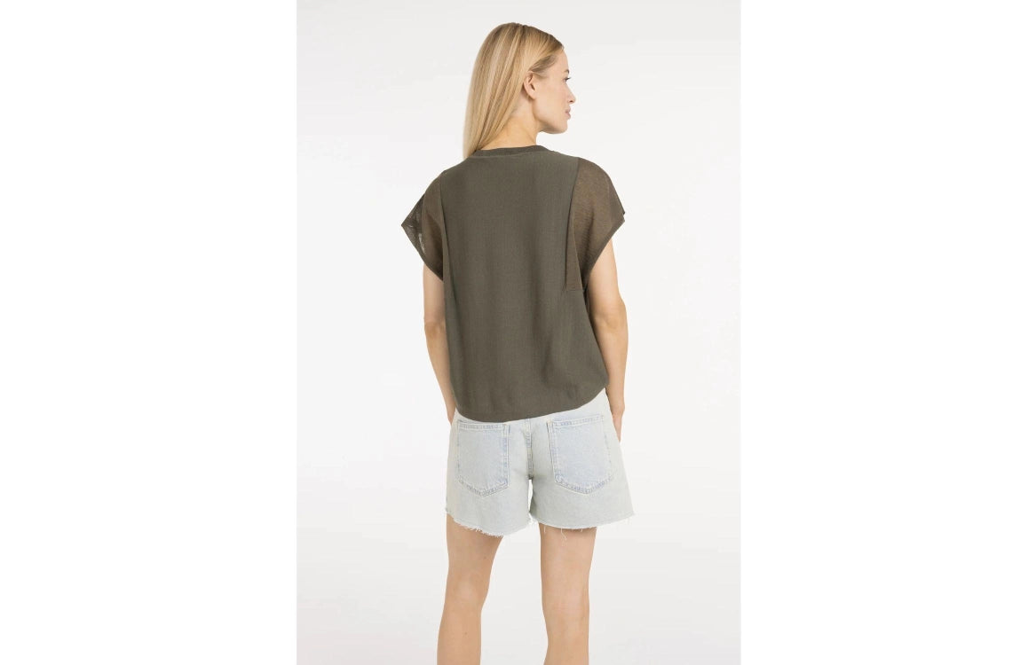SWEATER W TRANSPARENT SHORT SLEEVES