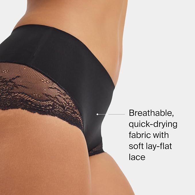 SPANX black hi-hipster underwear with soft floral lace panel at back