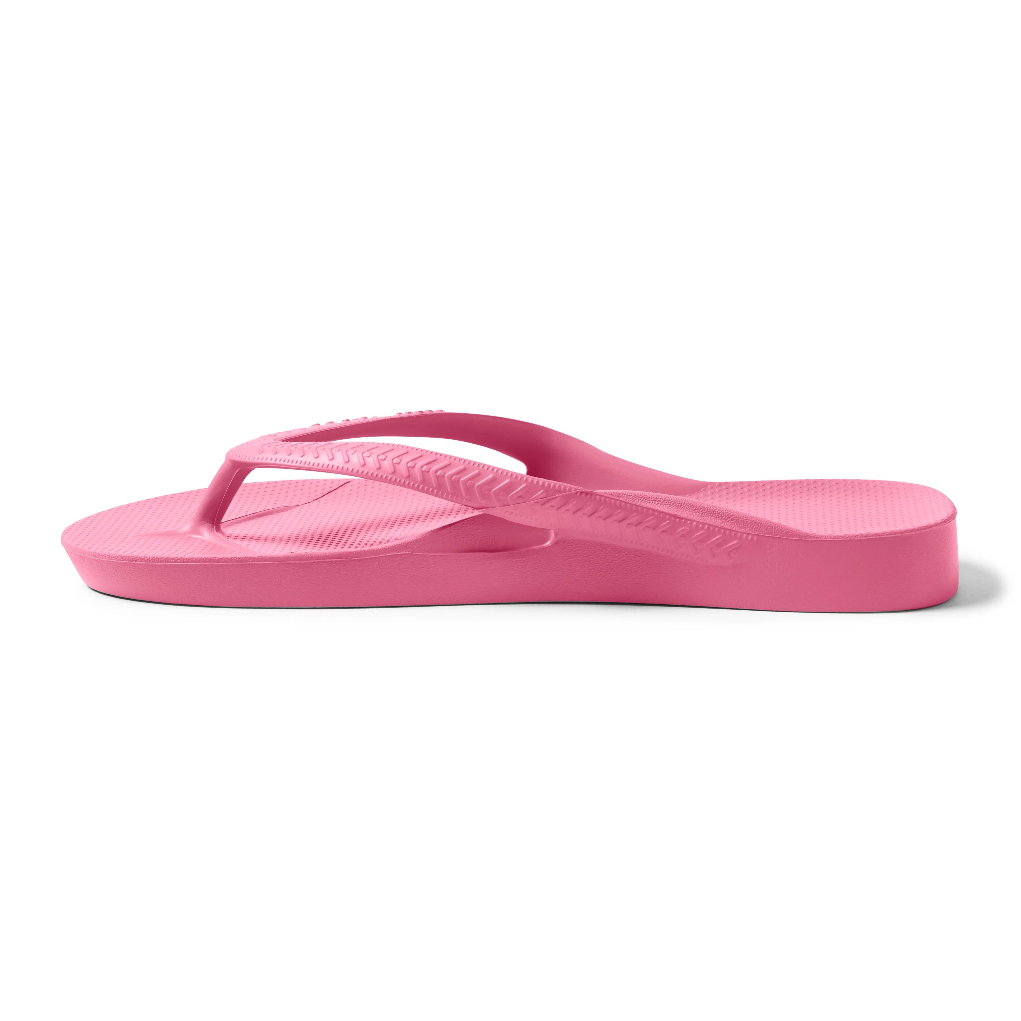 Archies arch support flip flop in hot pink shown from side profile view