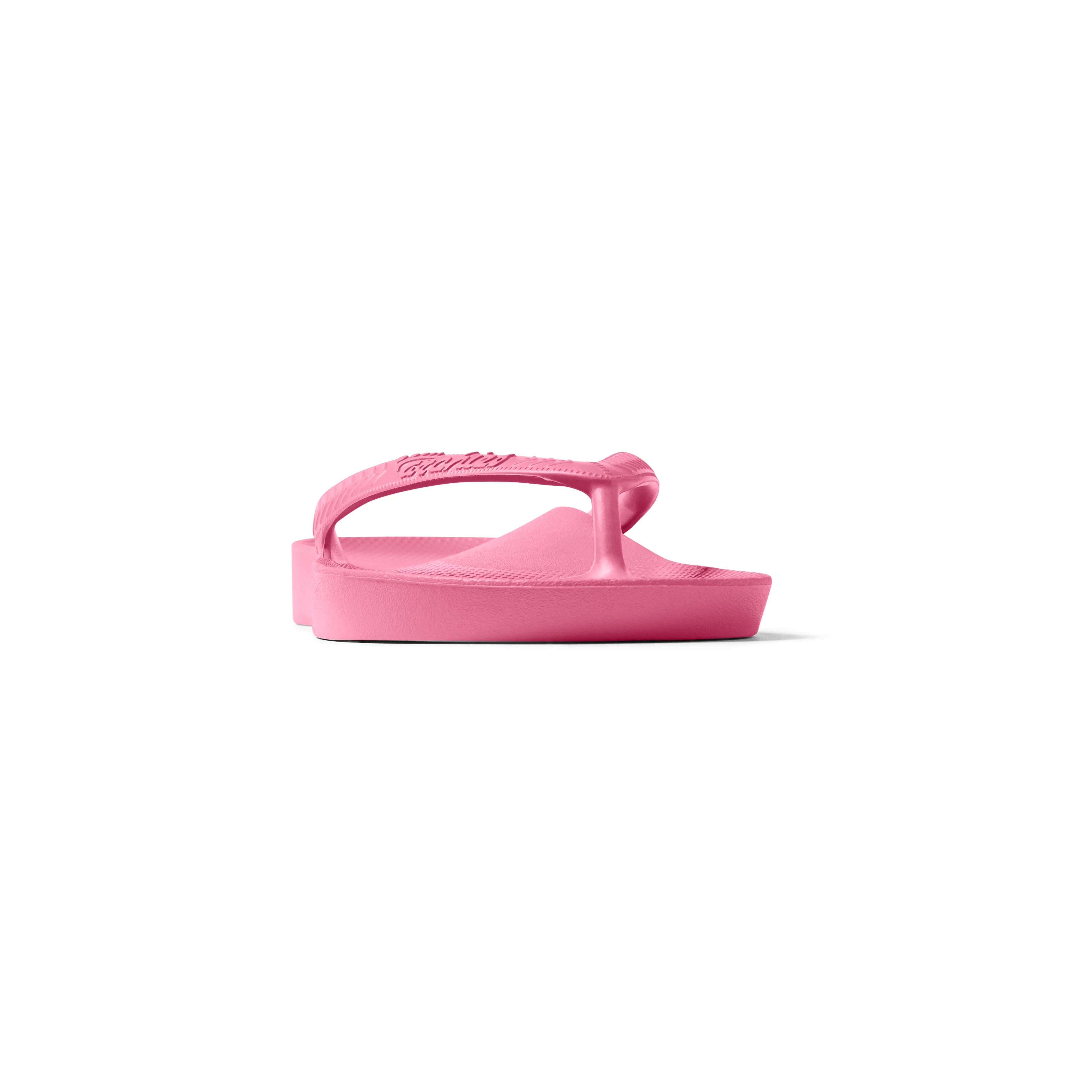 Archies arch support flip flops in hot pink shown from side profile view