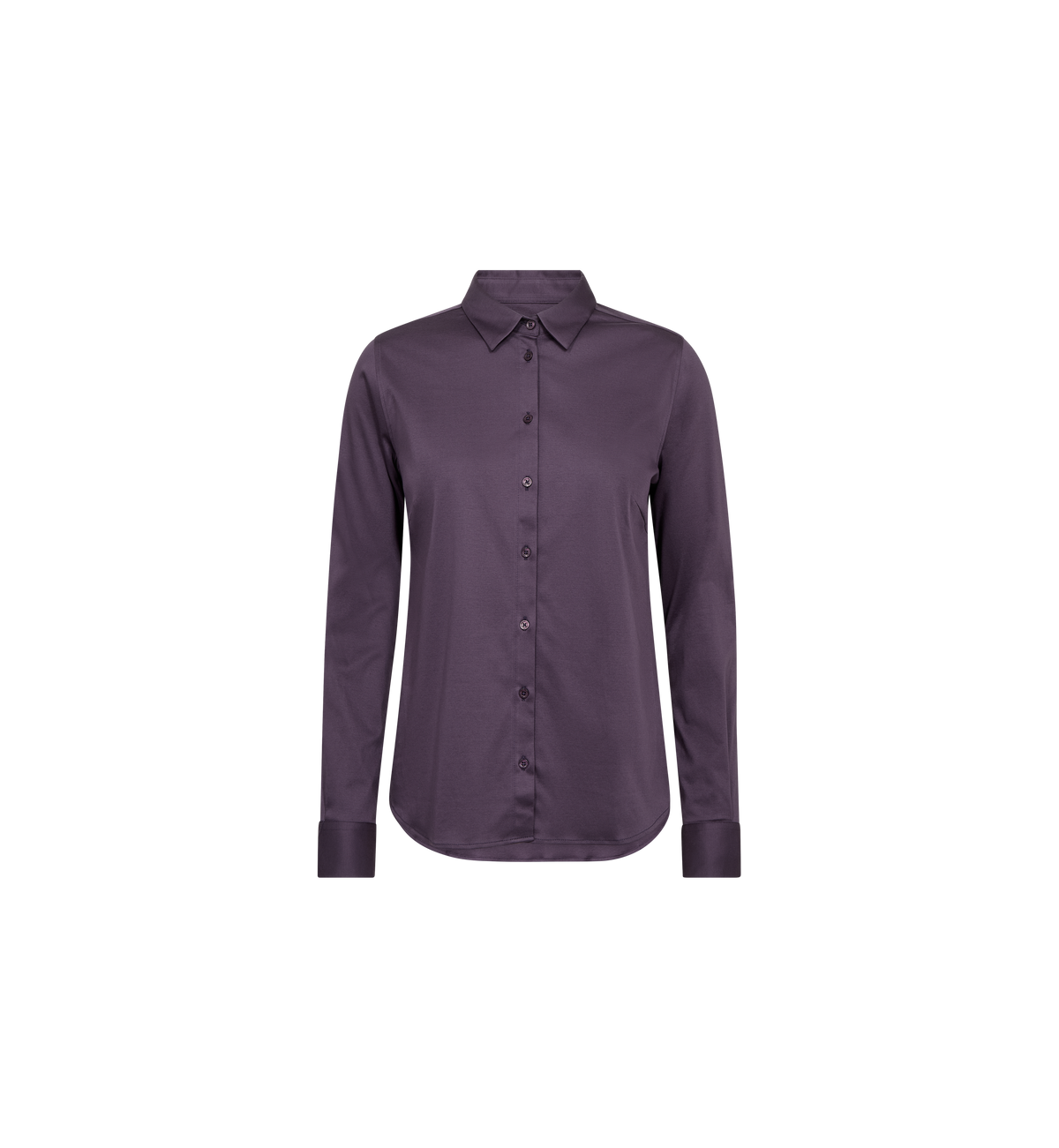 Mos Mosh Tina Jersey Shirt in Sweet Grape, long-sleeve button-down with pointed collar