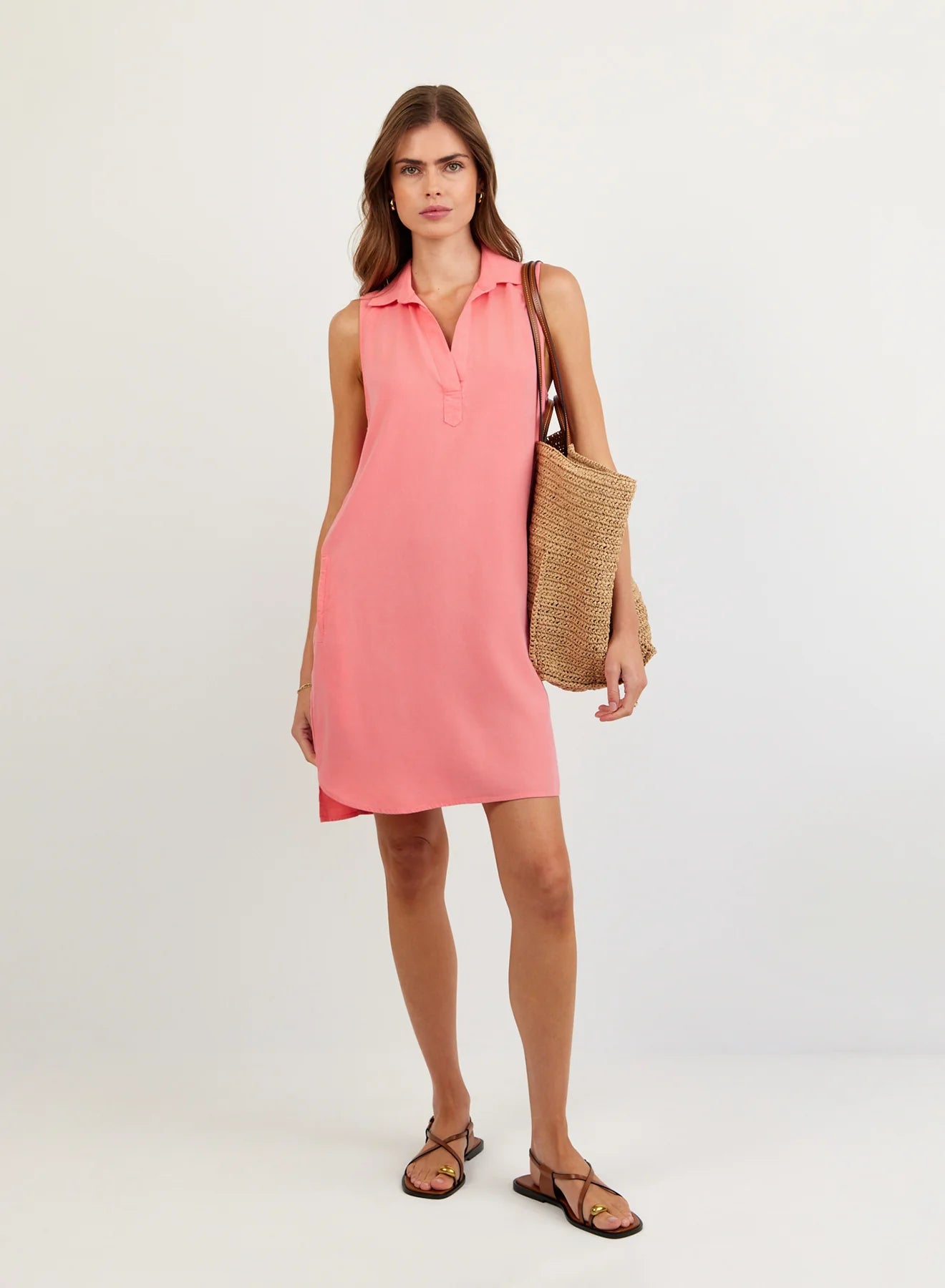 SLEEVELESS A-LINE DRESS CORAL