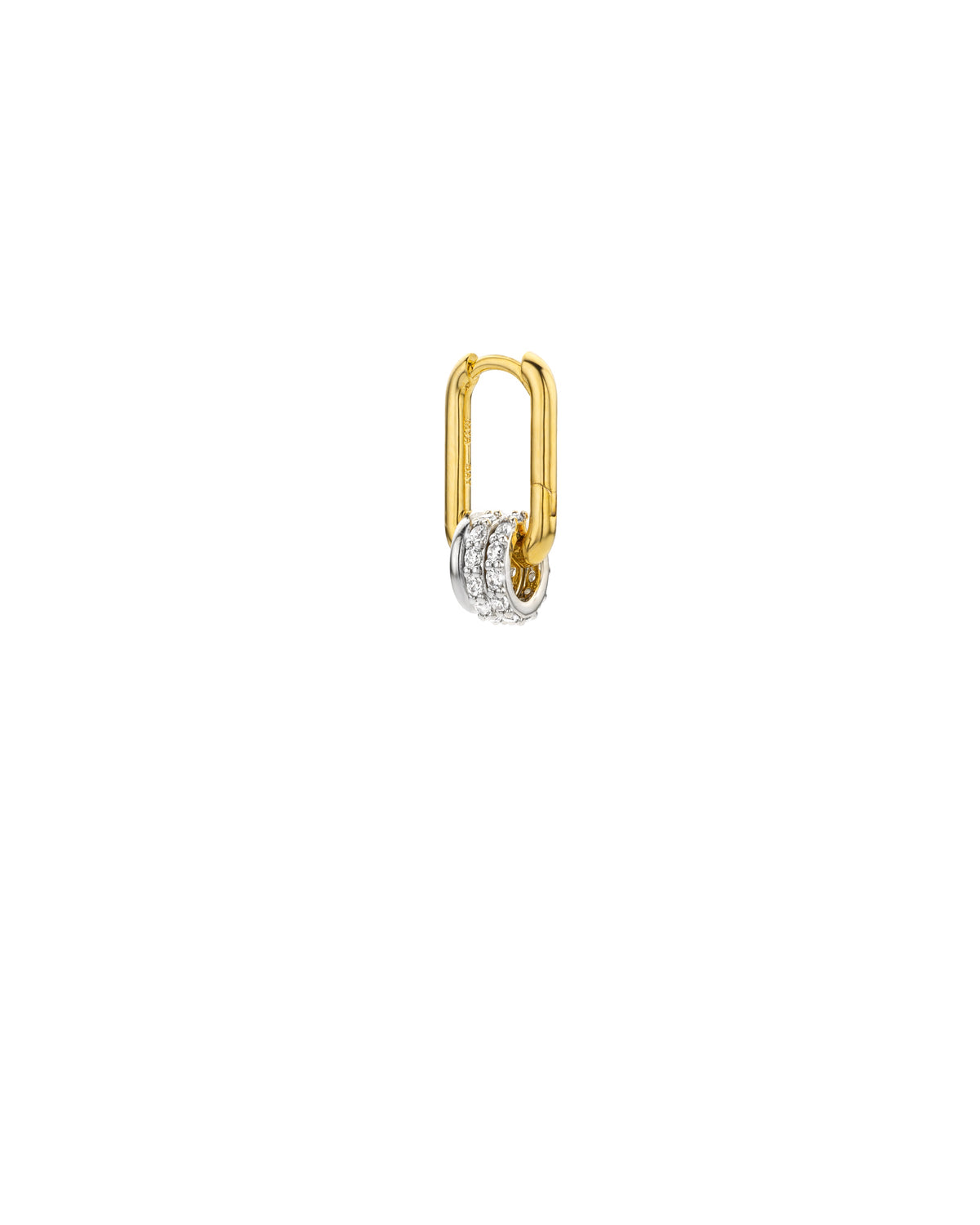 MYA-BAY Jazzy Rock single earring in gold with silver pavé diamond rings