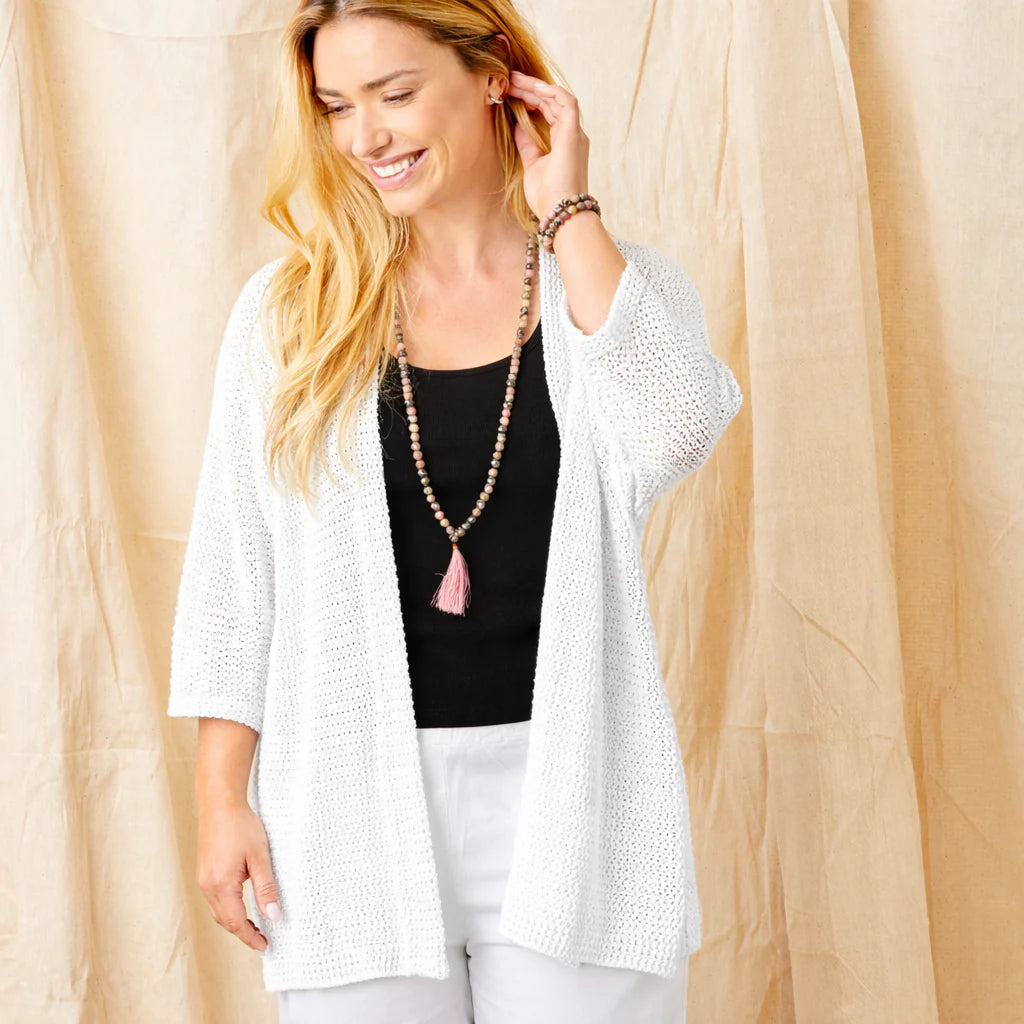 FERELITH OPEN WEAVE KNIT CARDIGAN