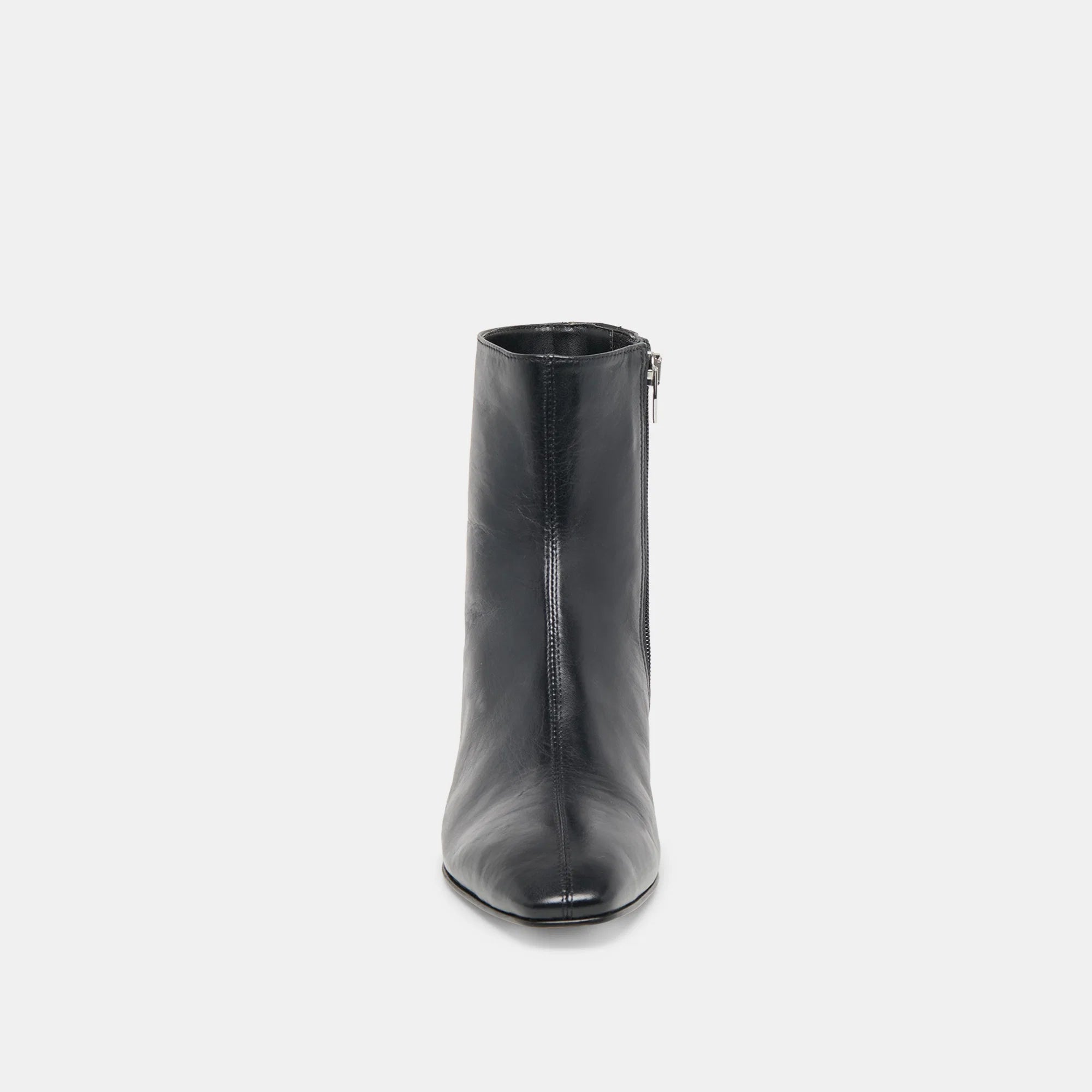 Dolce Vita Tarine black leather ankle bootie with side zipper and block heel