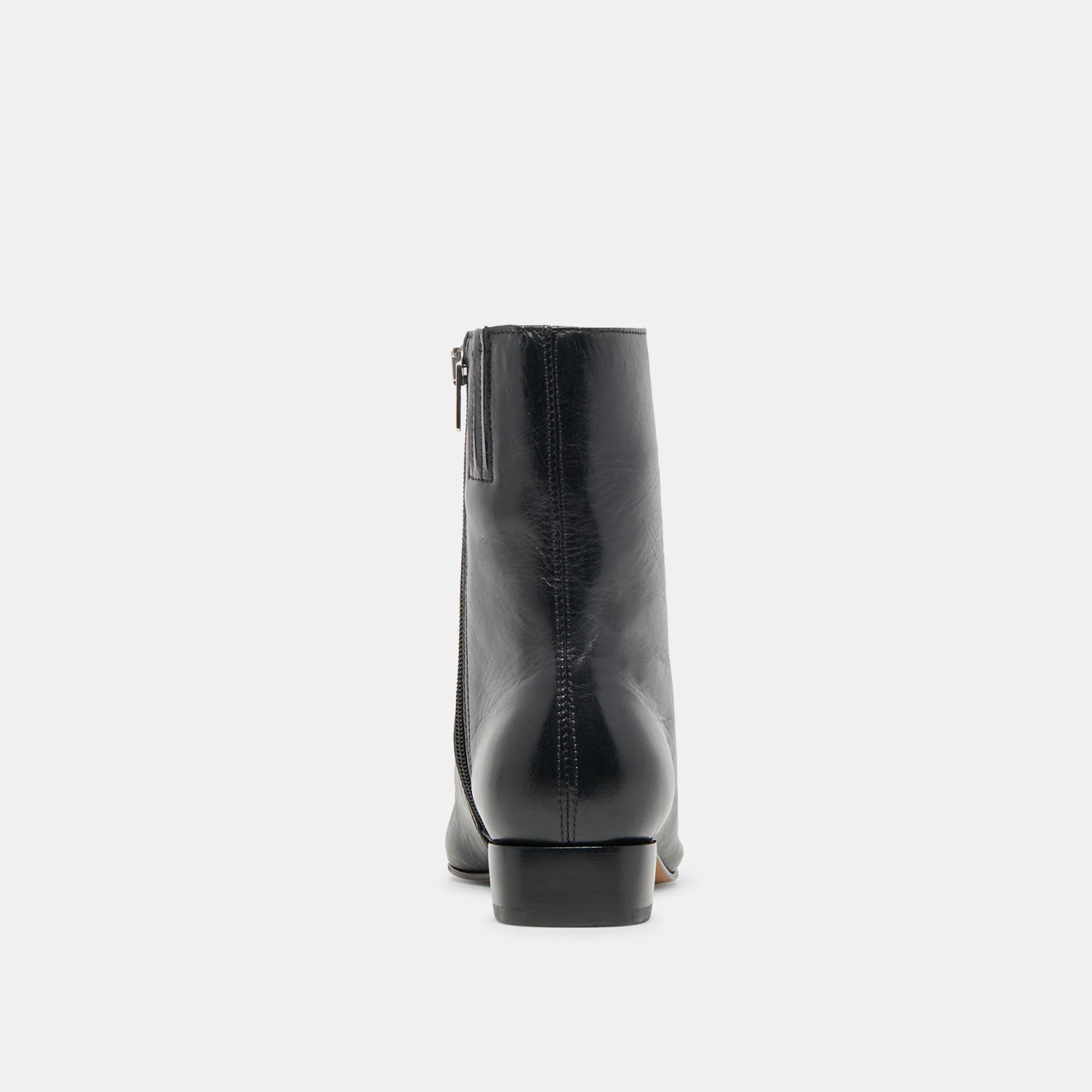 Dolce Vita Tarine black leather ankle boot with side zipper and block heel