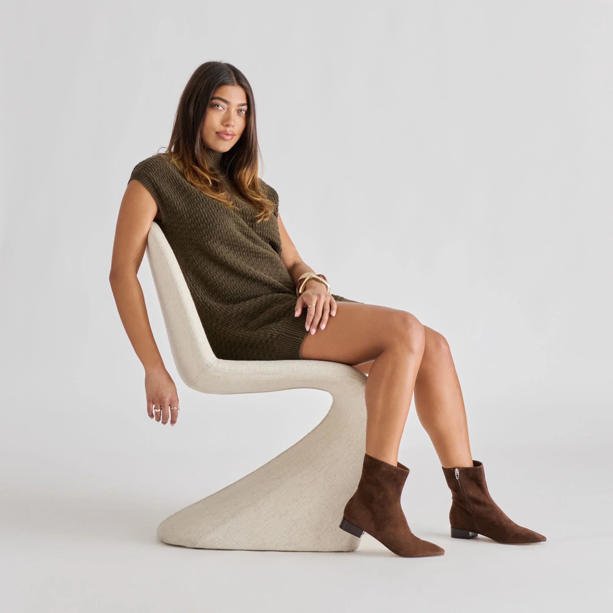 Dolce Vita Tarine brown suede ankle boots with pointed toe and side zip