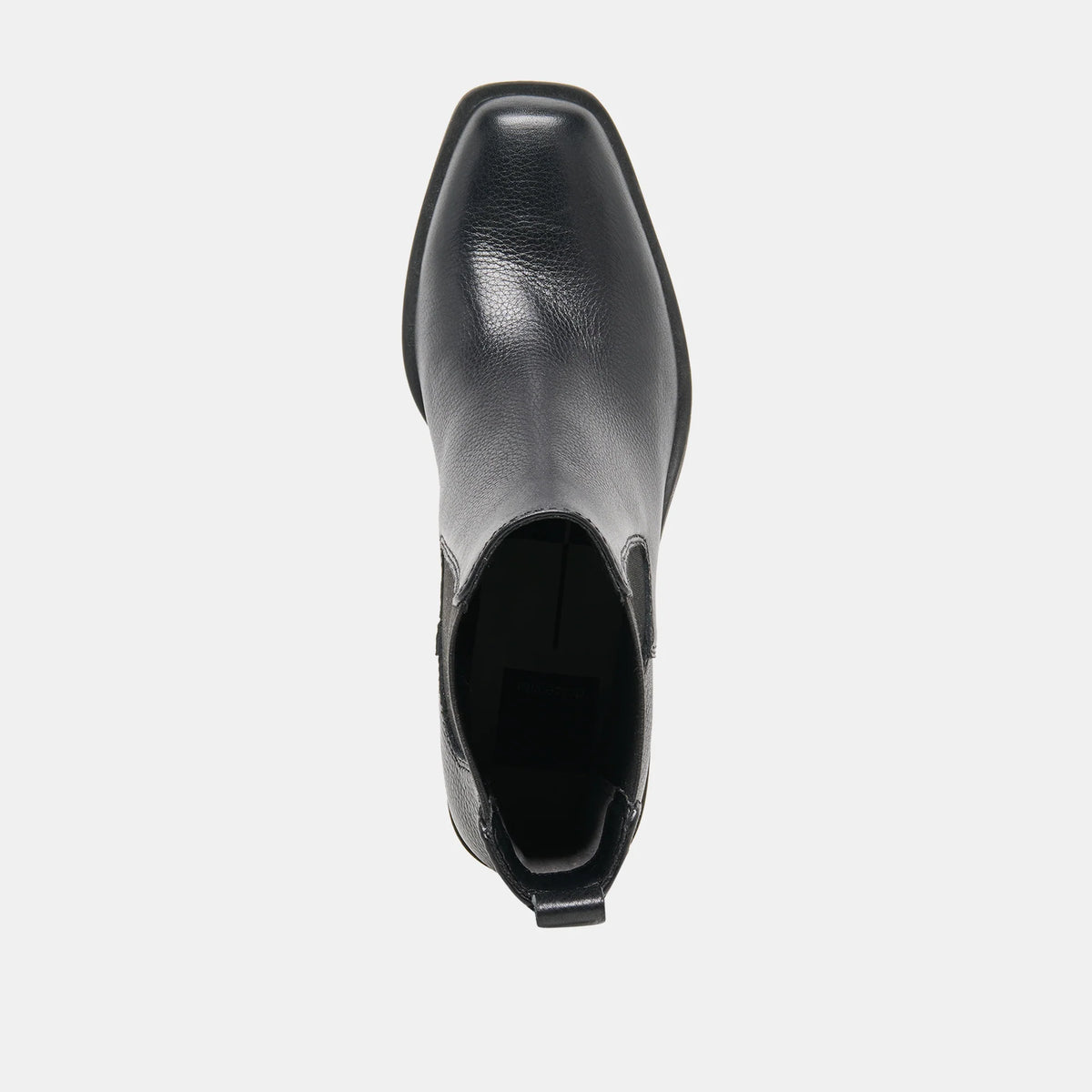 Dolce Vita Zyndiah2 black leather Chelsea boot with square toe, top view