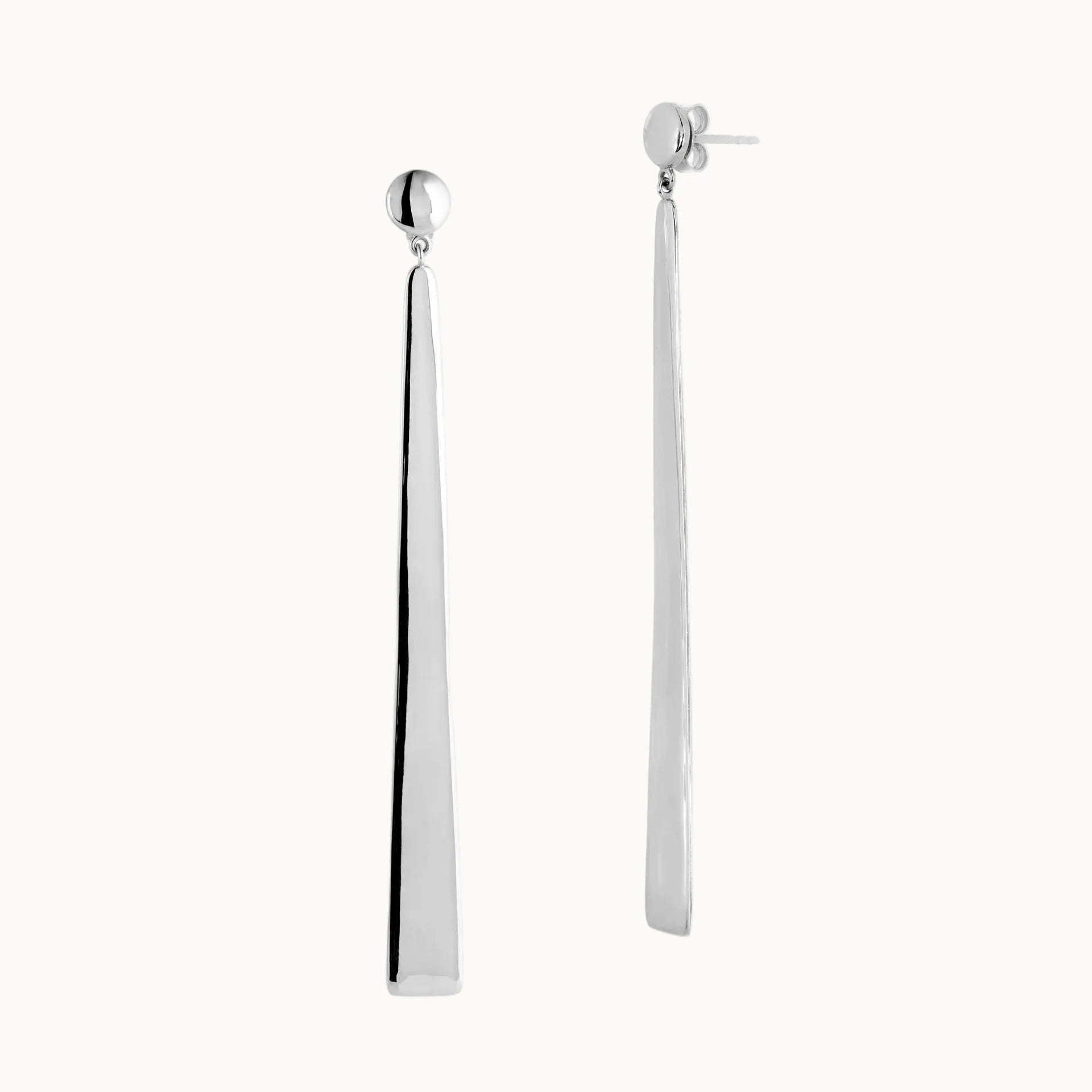 TAPERED SILVER DROP EARRINGS