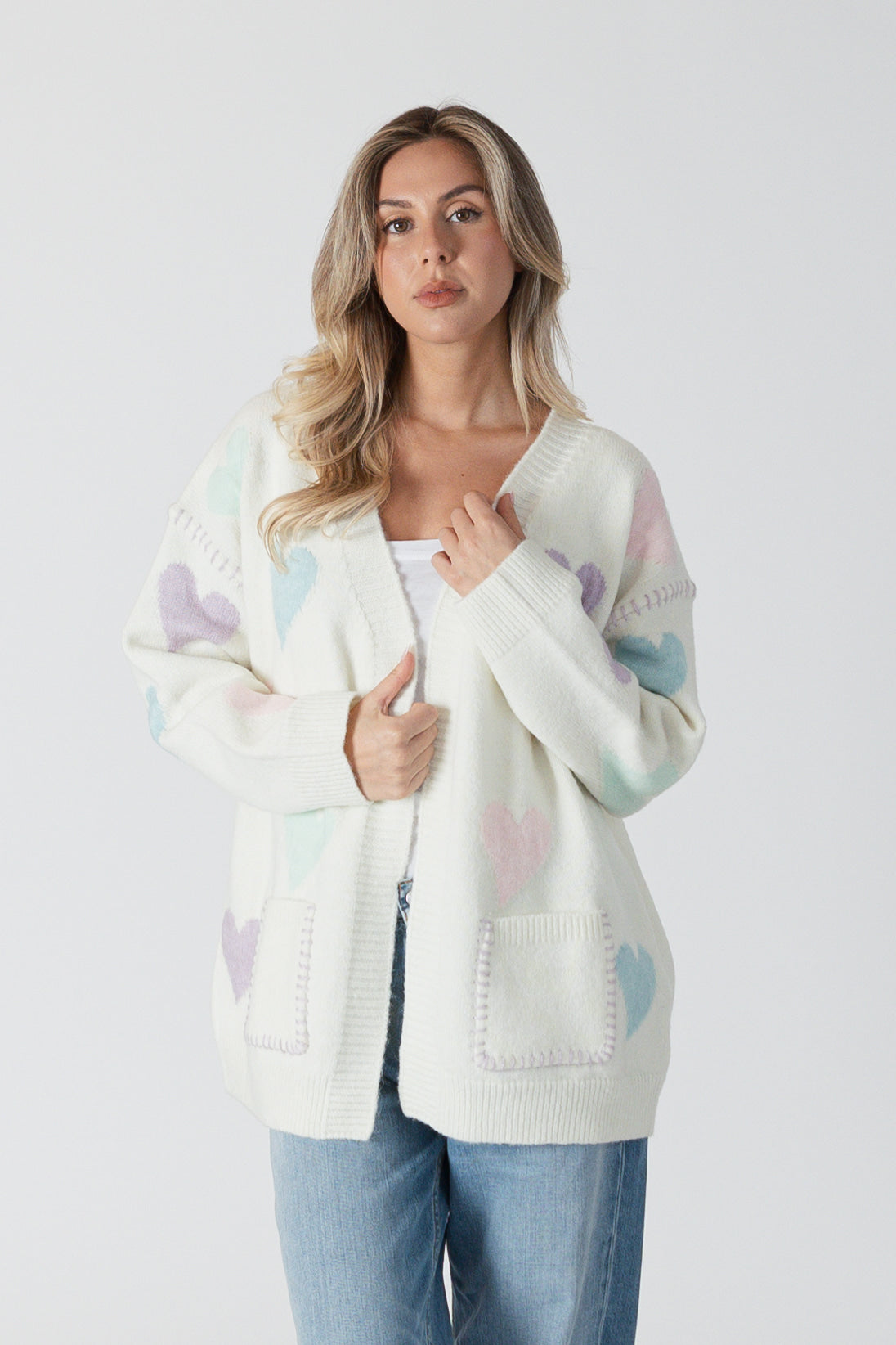 ELSKA CARDIGAN W/MULTICOLOURED HEARTS