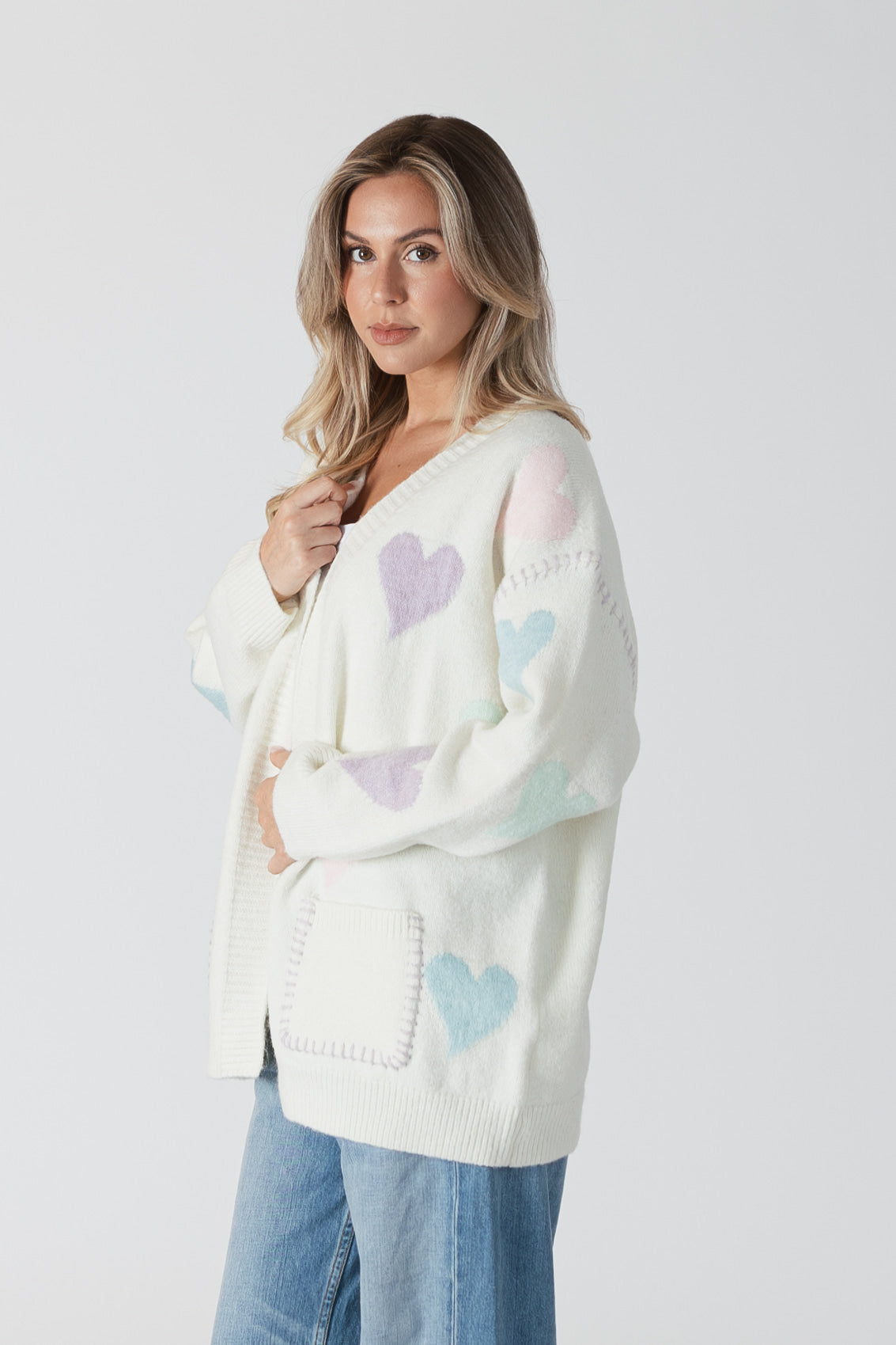 ELSKA CARDIGAN W/MULTICOLOURED HEARTS