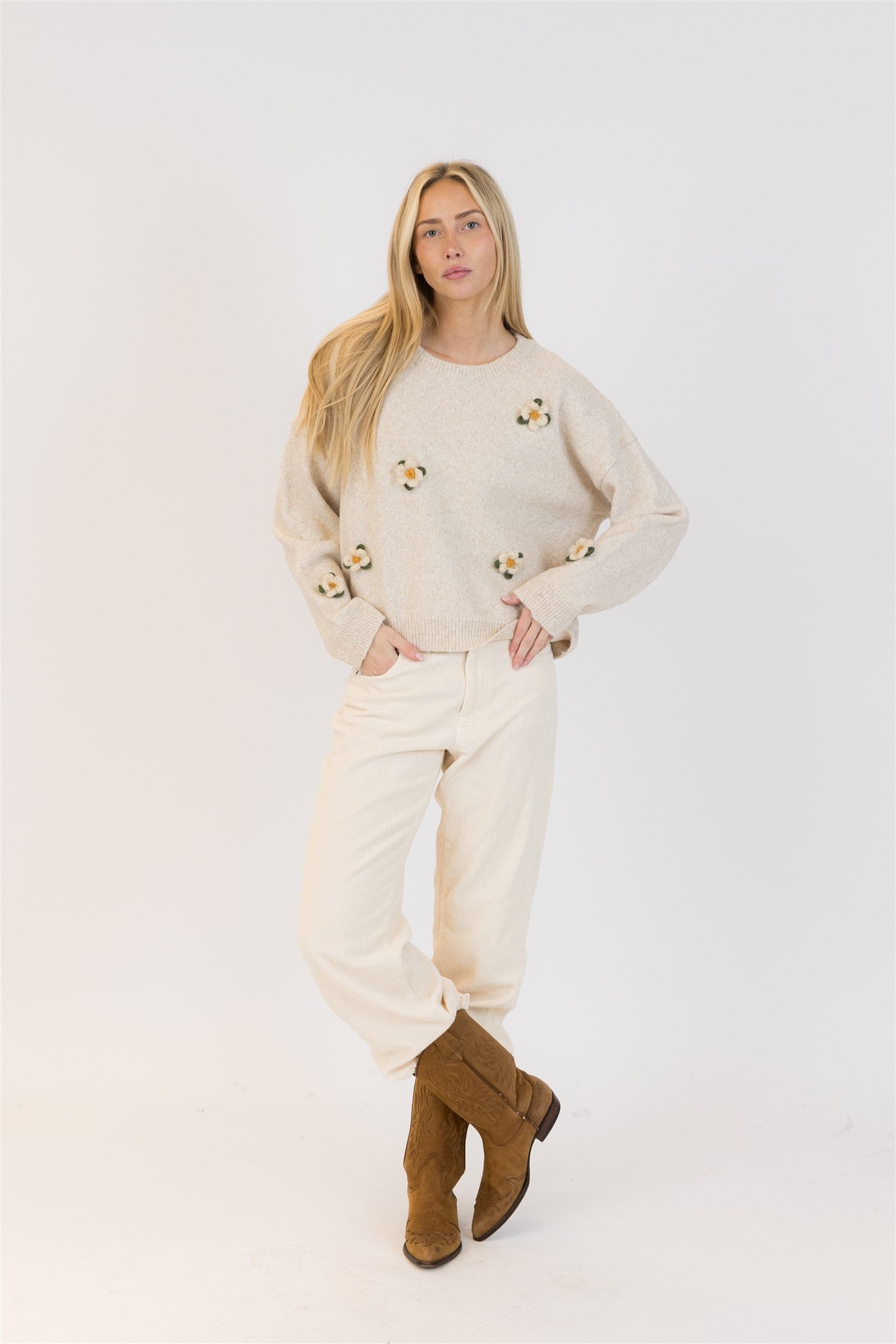 HOLLY FLOWER CREWNECK PULLOVER