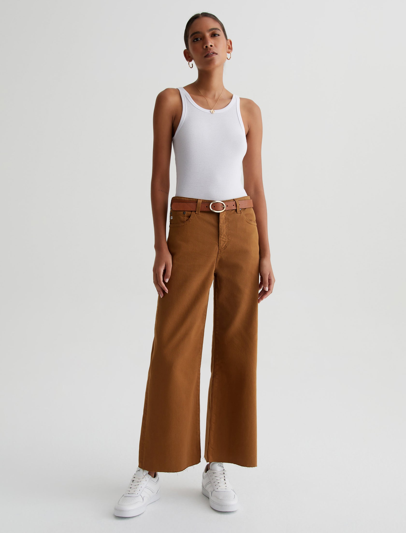 SAIGE WIDE LEG CROP CARAMEL