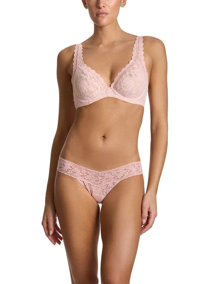 Hanky Panky pink lace low-rise bikini brief and matching bralette set