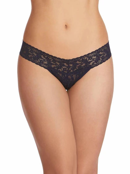 Hanky Panky navy blue floral lace low rise thong underwear