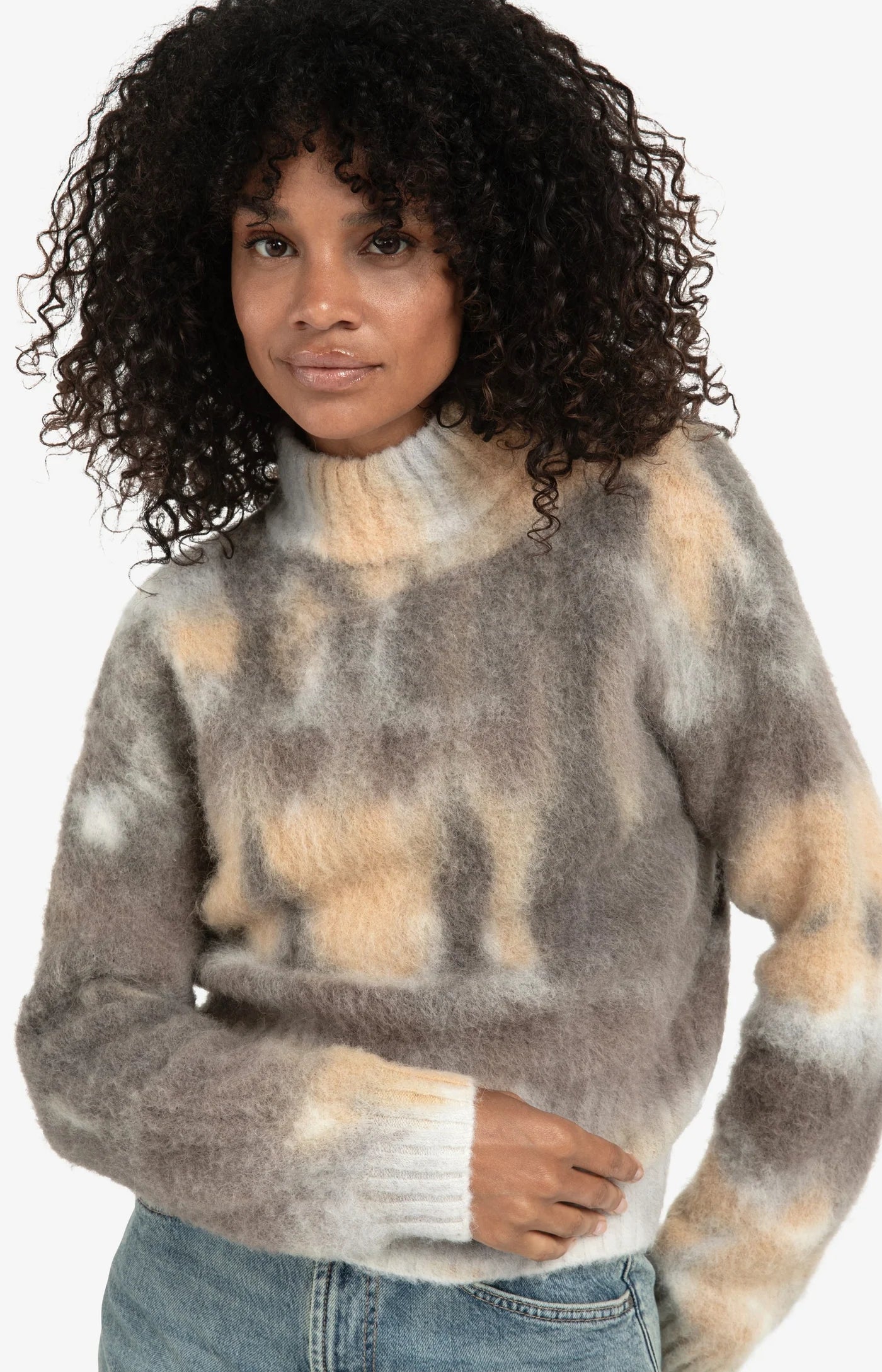 HIGH NECKLINE PRINT SWEATER