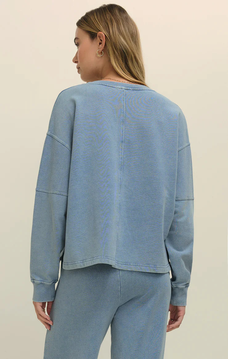 DELPHINE KNIT DENIM SWEATSHIRT