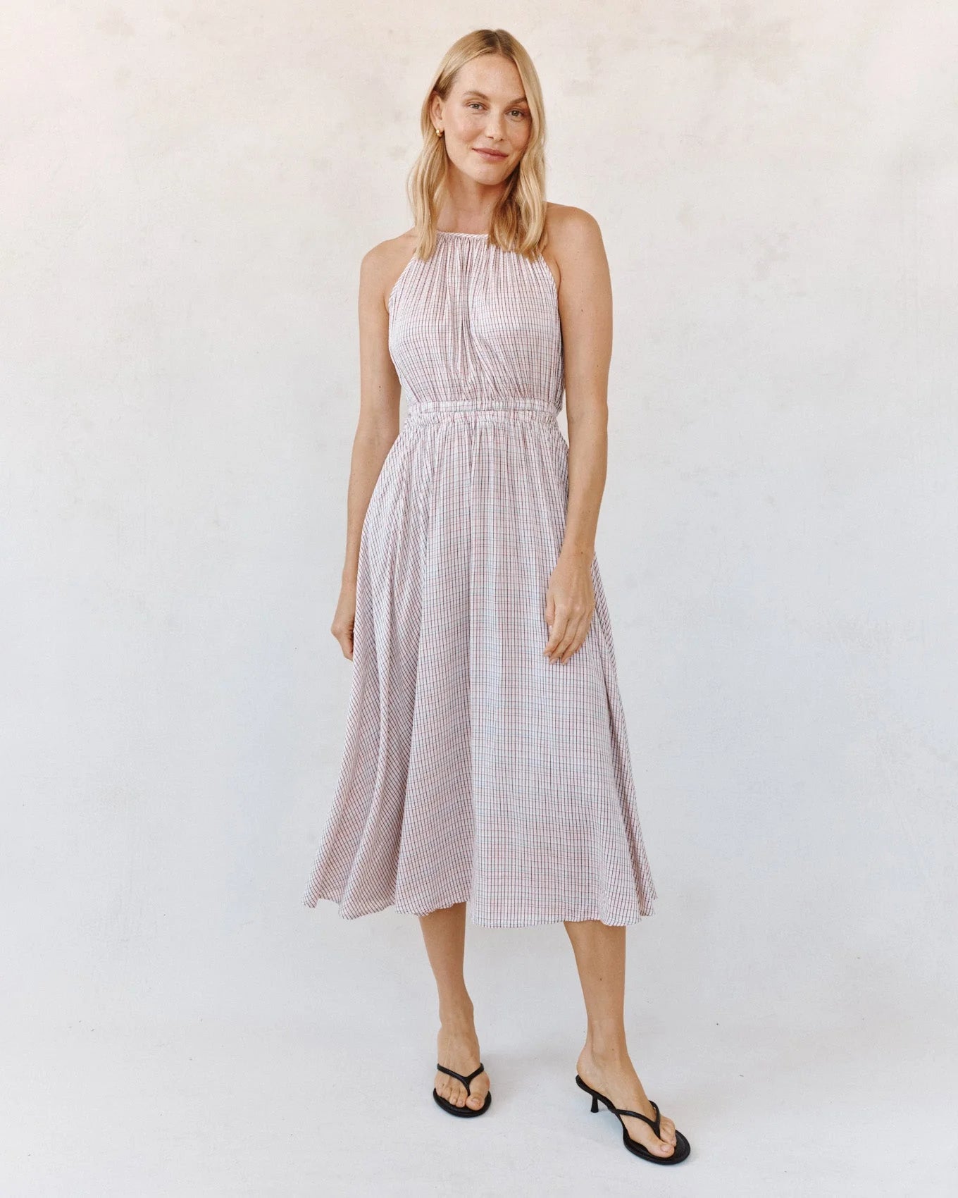 CUT OUT BACK MIDI HALTER DRESS