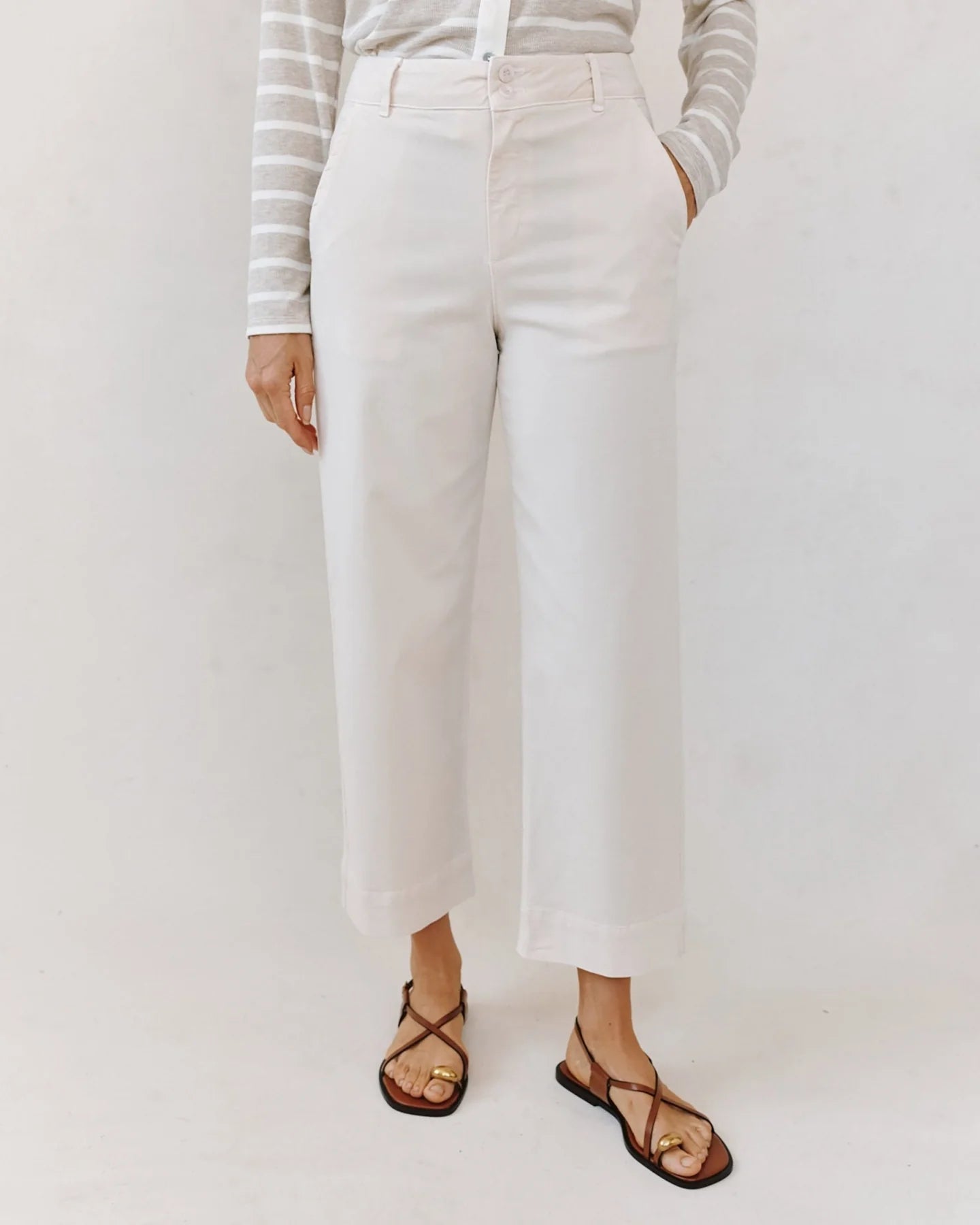 SAIGE WIDE LEG CROP LIME STONE