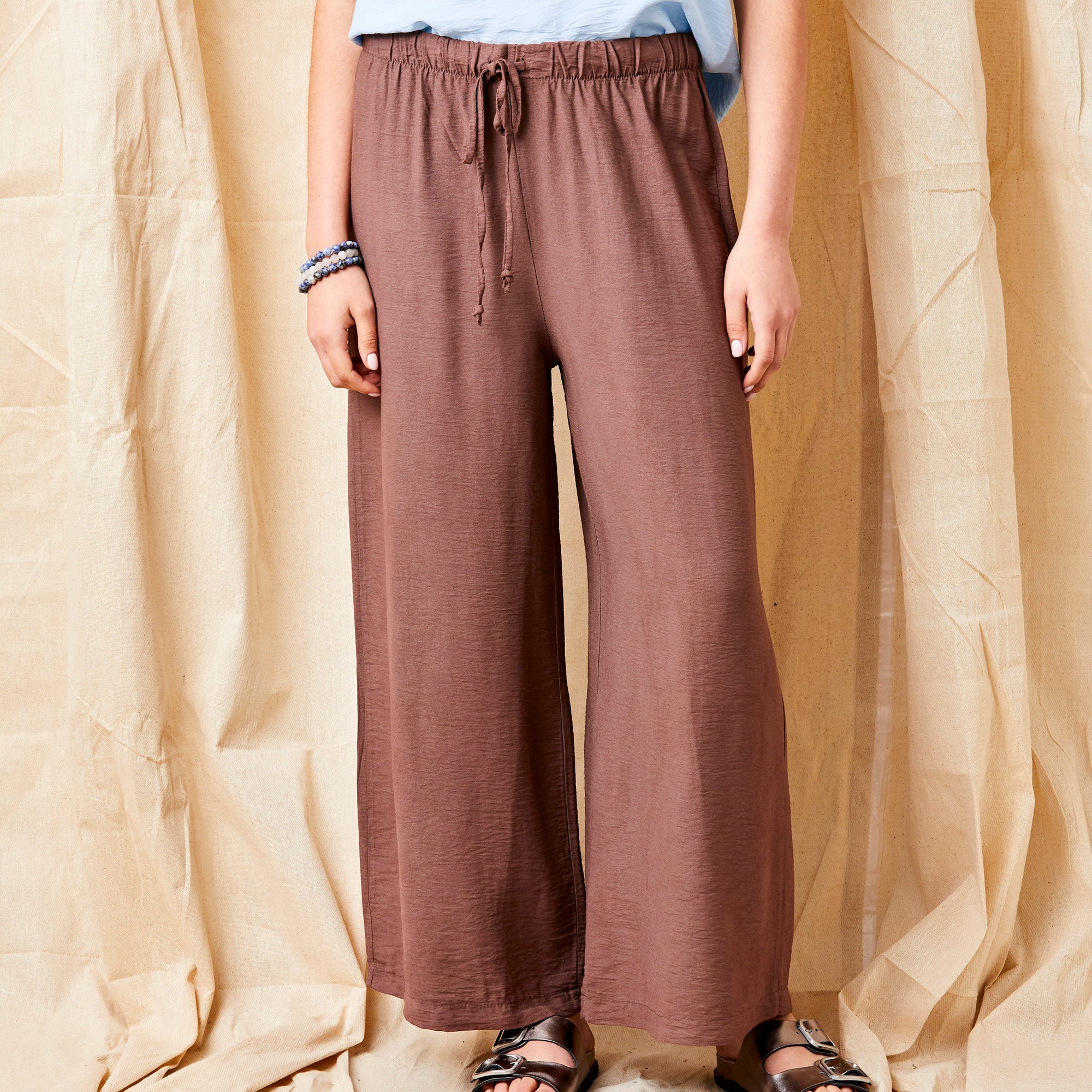 JANICE WIDE LEG TEXTURED TROUSERES