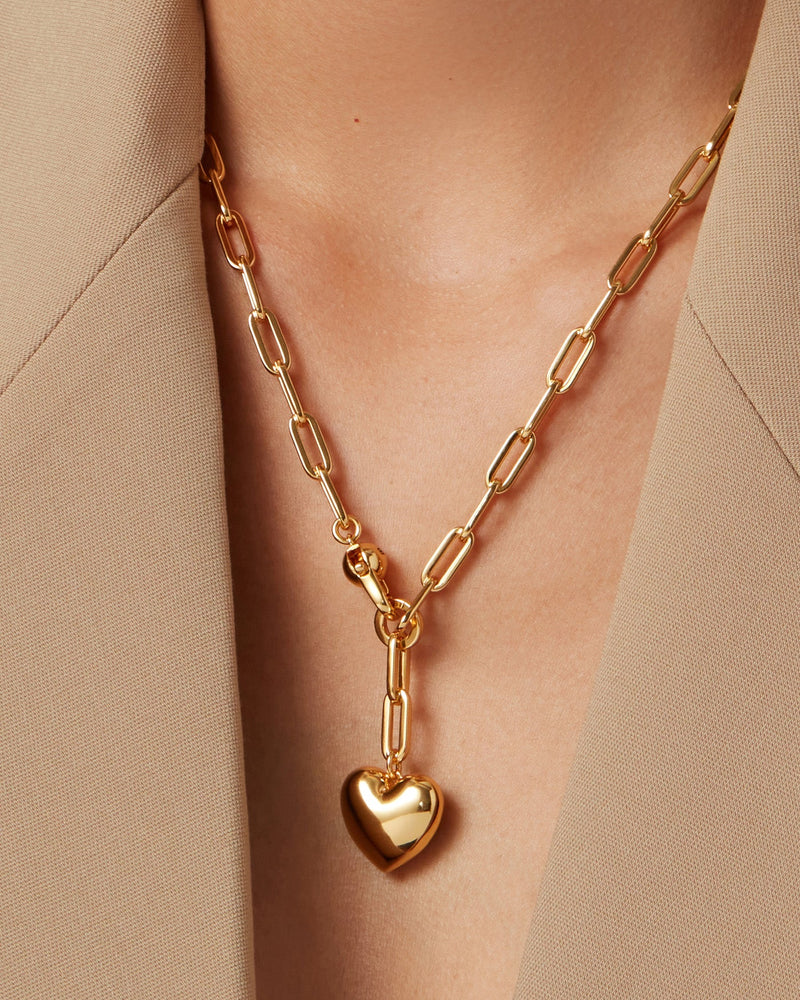 PUFFY HEART CHAIN - GOLD