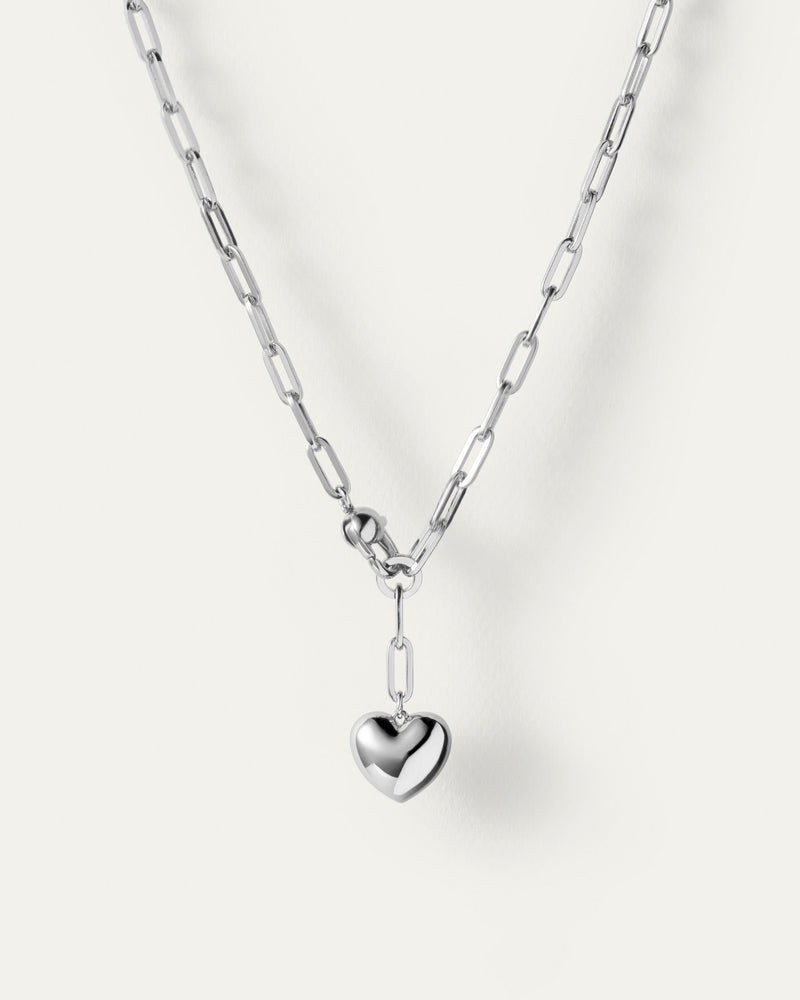 PUFFY HEART CHAIN - SILVER