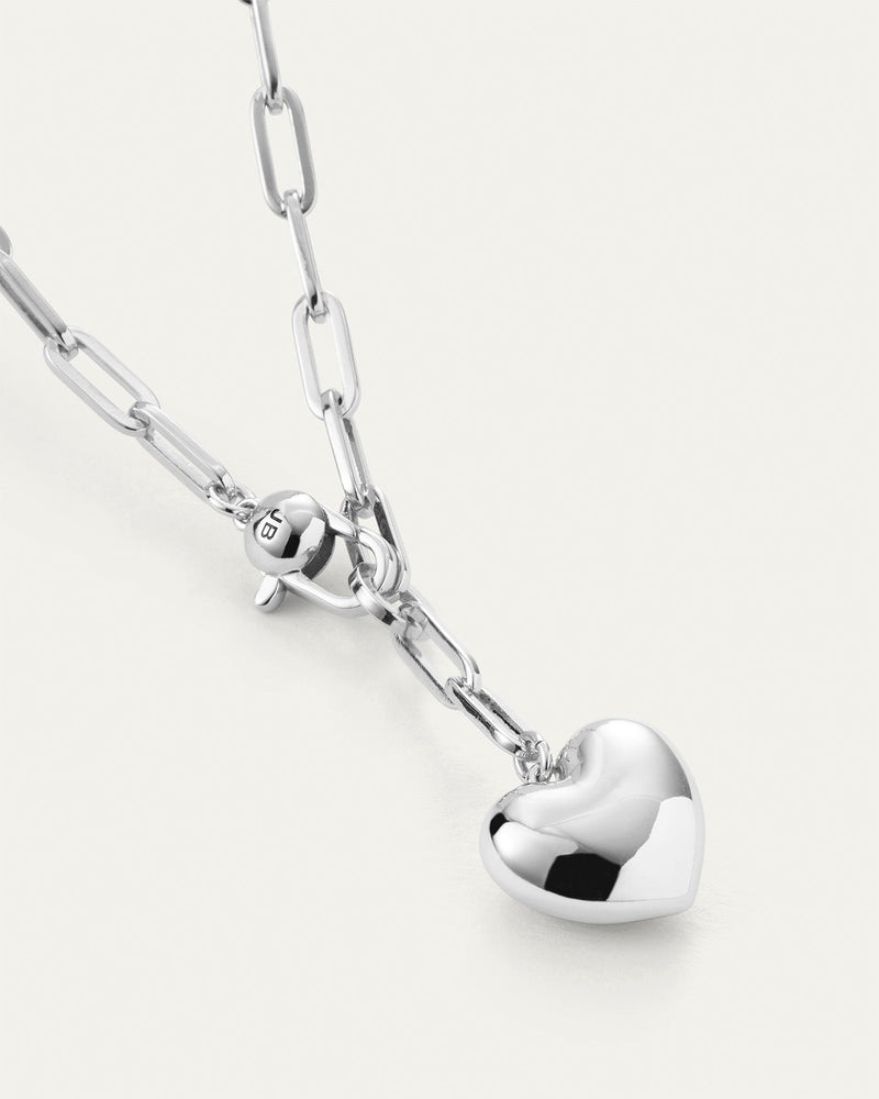 PUFFY HEART CHAIN - SILVER