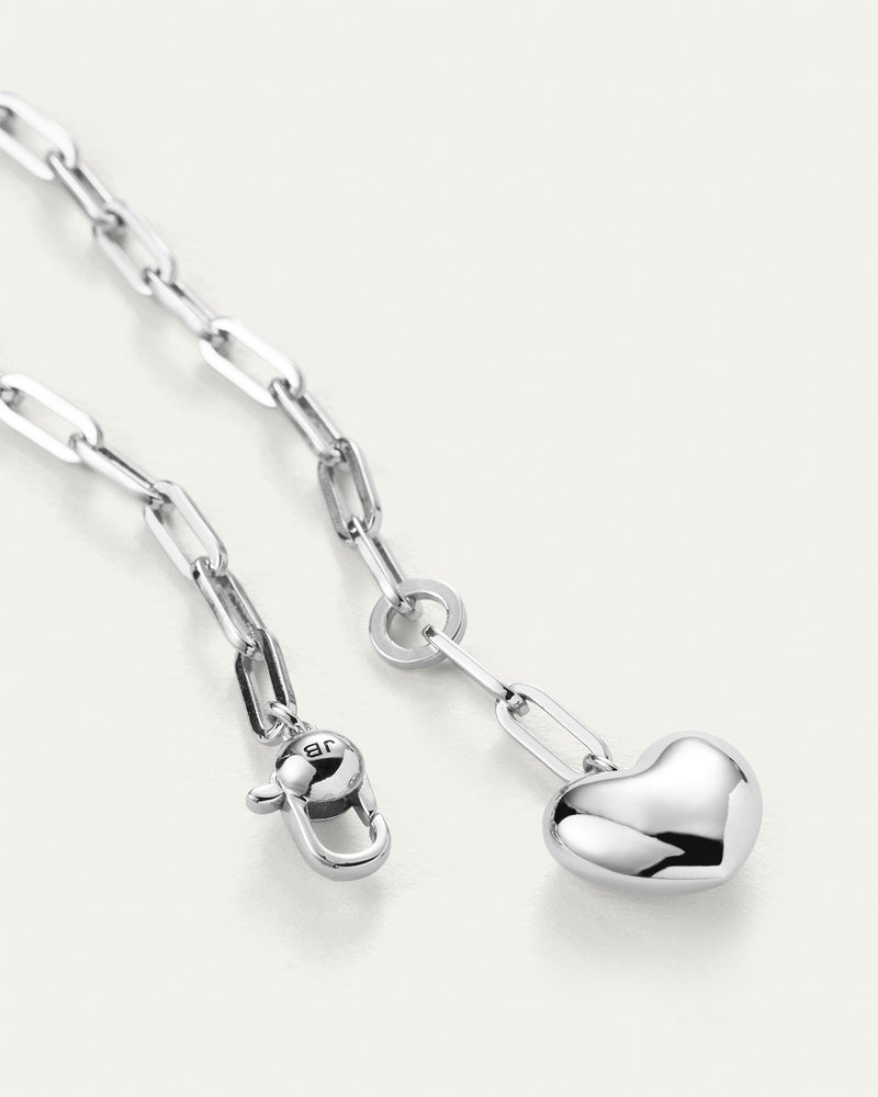 PUFFY HEART CHAIN - SILVER