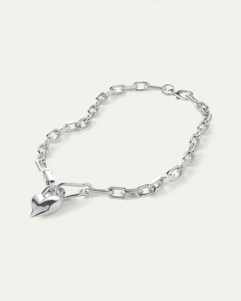 PADLOCK HEART PENDANT NECKLACE - SILVER