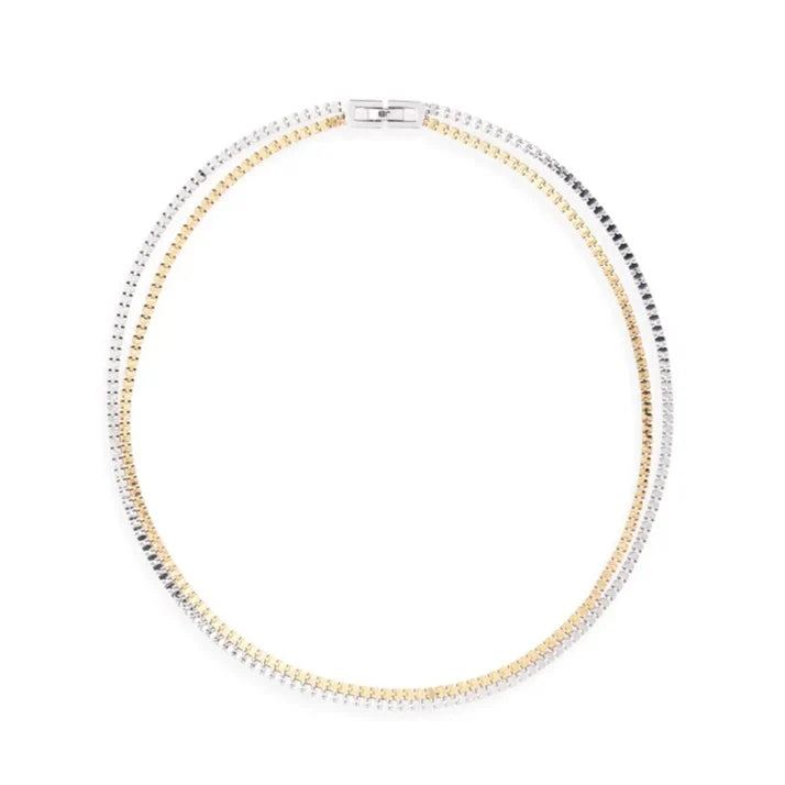 Jenny Bird two-tone gold and silver double tennis chain necklace with box clasp
