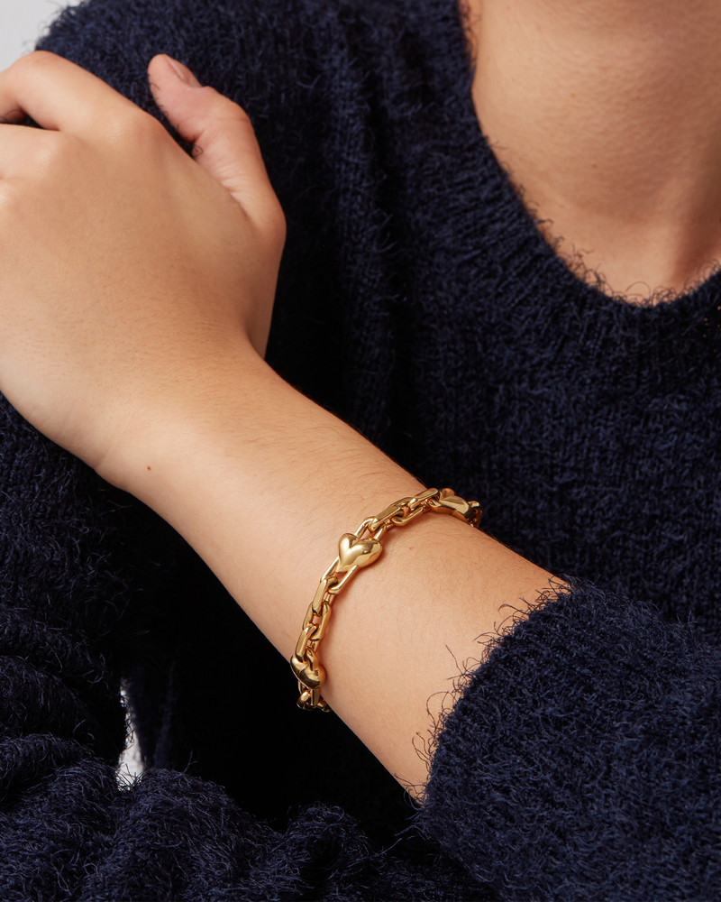 ART HEART CHAIN BRACELET - GOLD