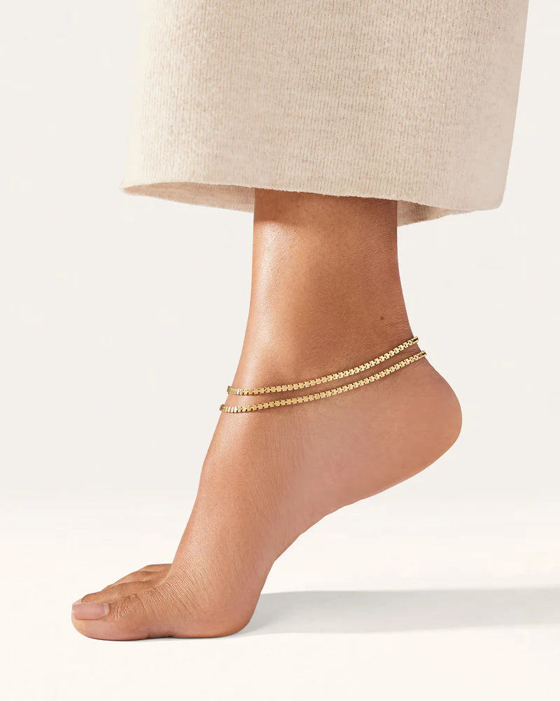 DOUBLE AMALFI ANKLET LARGE - GOLD