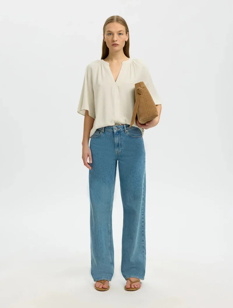 VIVA V-NECK LINEN TOP