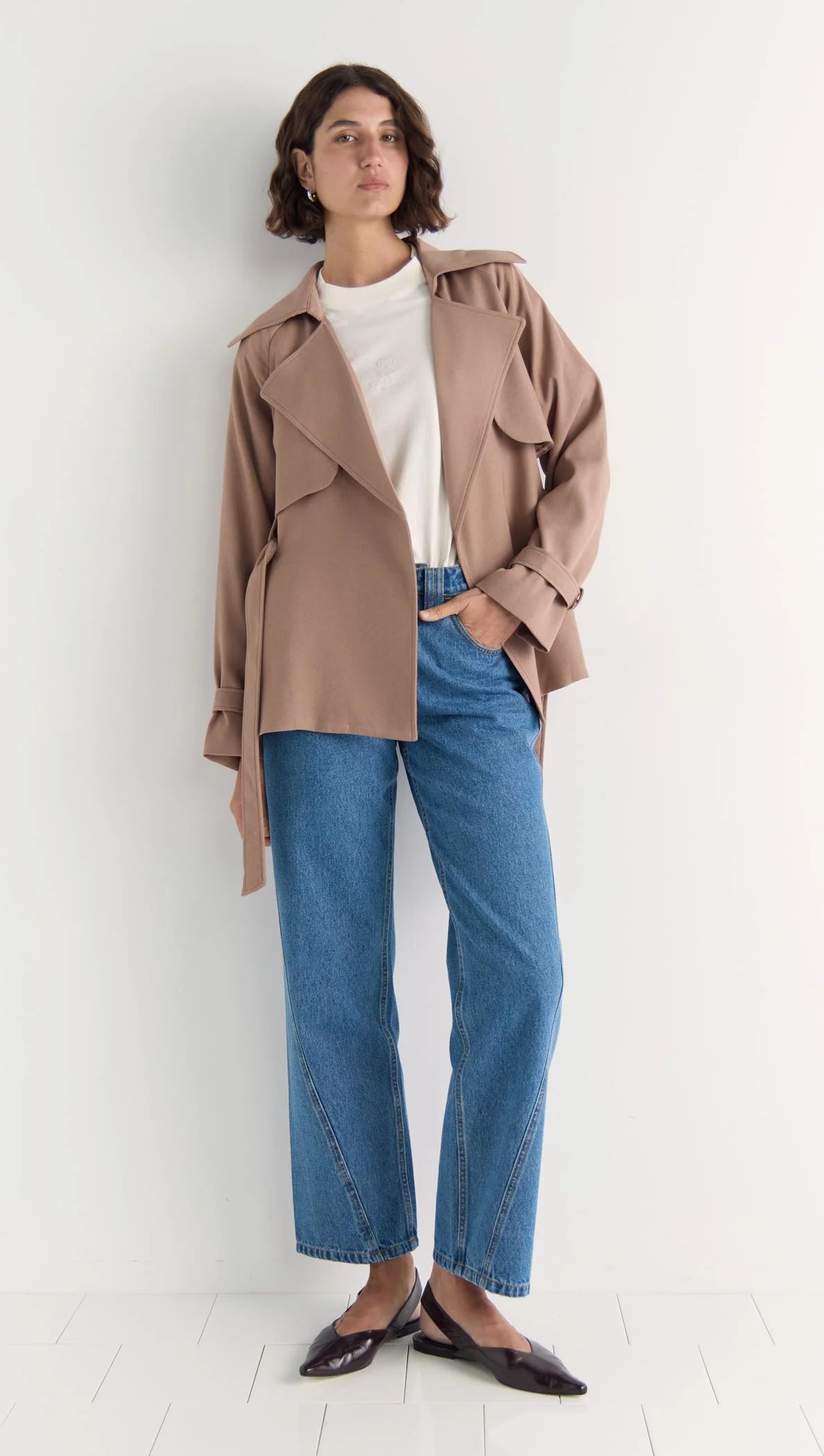 OLEA CROP TIE WAIST COAT