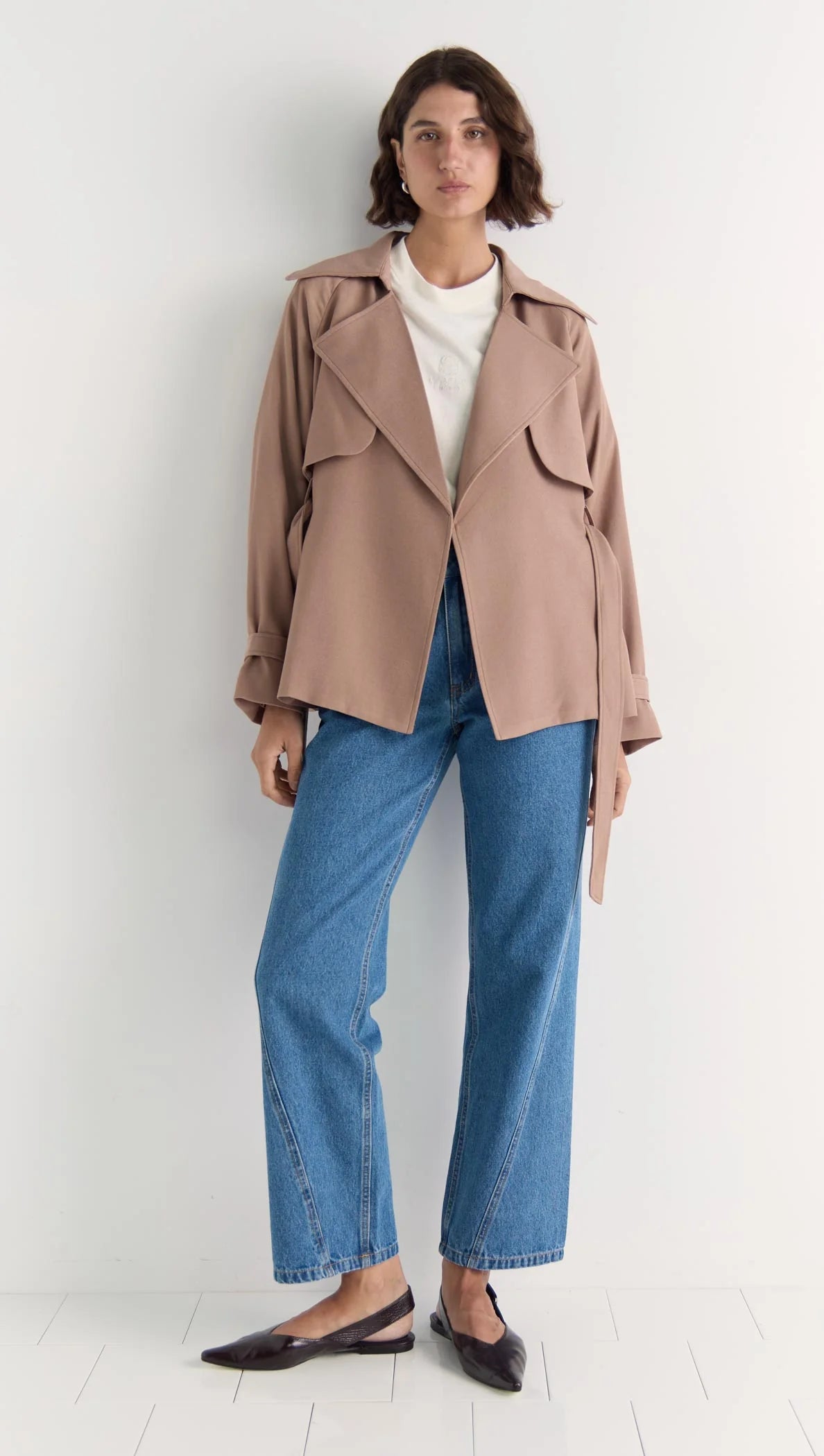 OLEA CROP TIE WAIST COAT