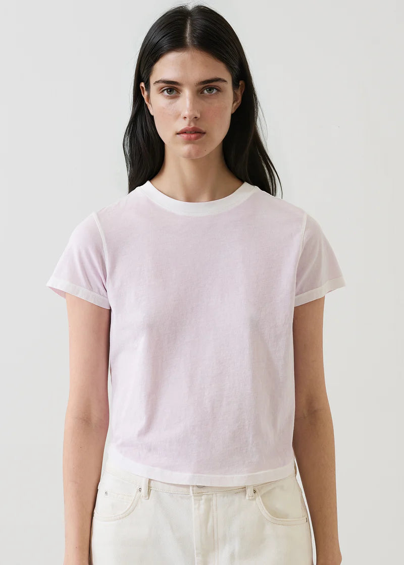 SS PIMA REV SPRAY BABY TEE PALE ORCHID