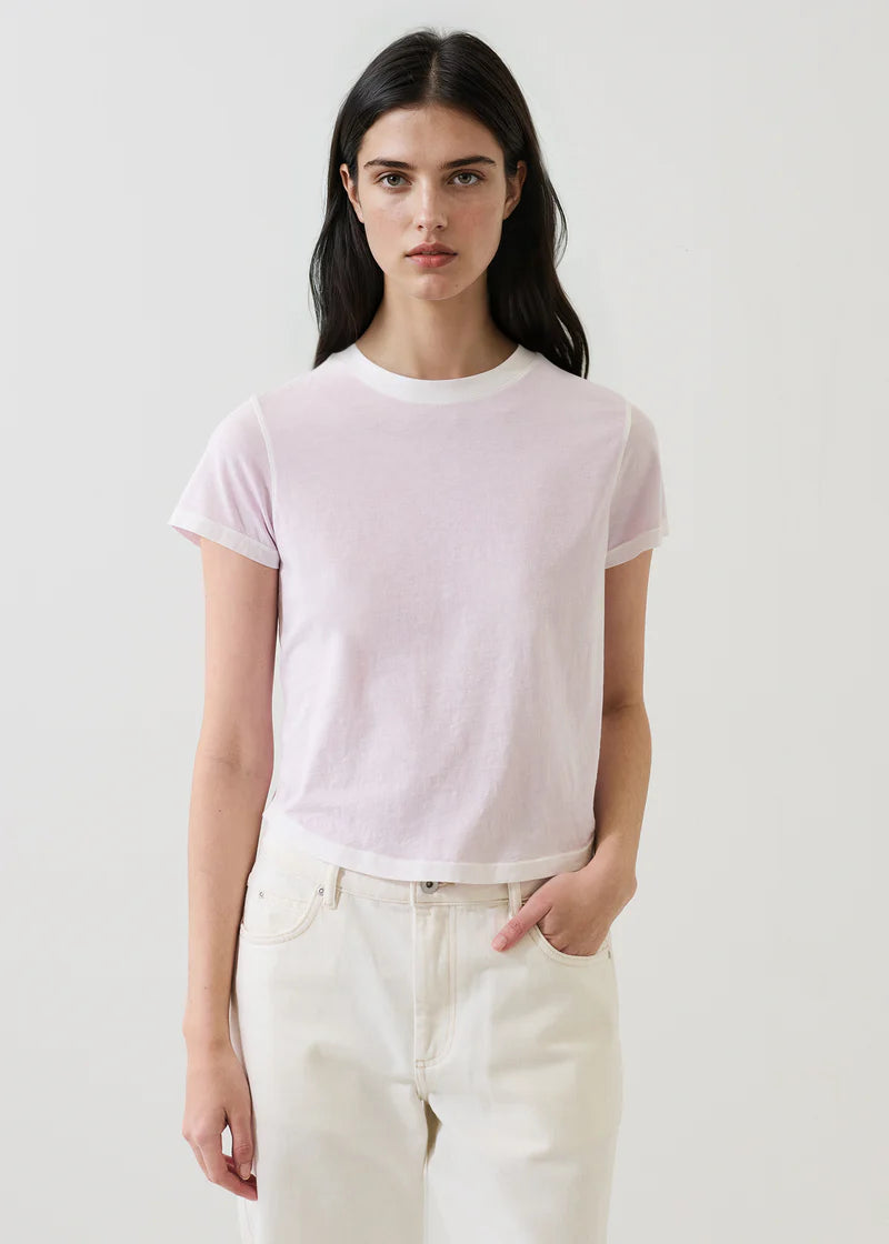 SS PIMA REV SPRAY BABY TEE PALE ORCHID