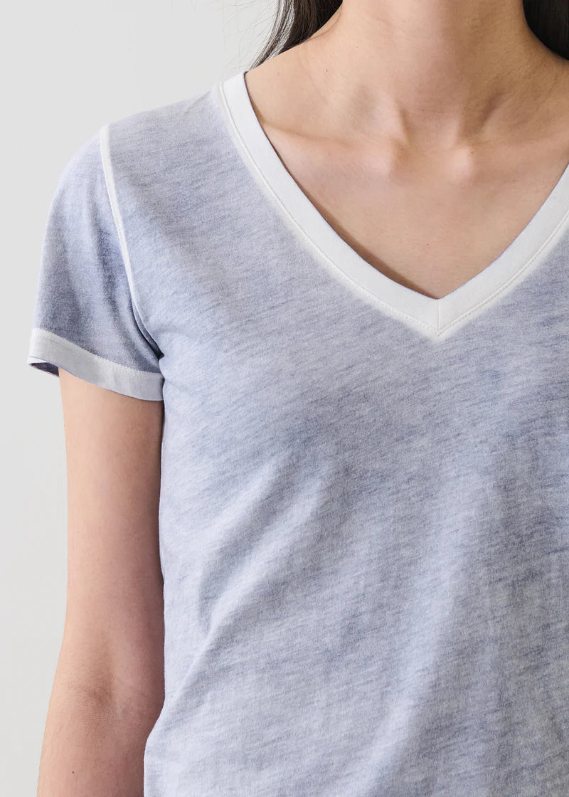 SS PIMA CLASSIC REV SPRAY VNECK PAC BLUE