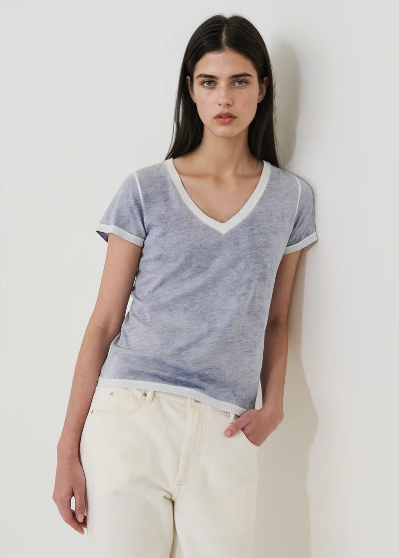 SS PIMA CLASSIC REV SPRAY VNECK PAC BLUE