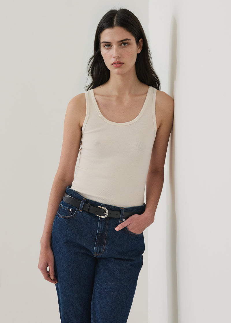 COTTON MODAL SCOOP NECK RIB TANK