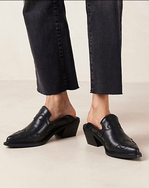 WESTON BLACK LEATHER MULES