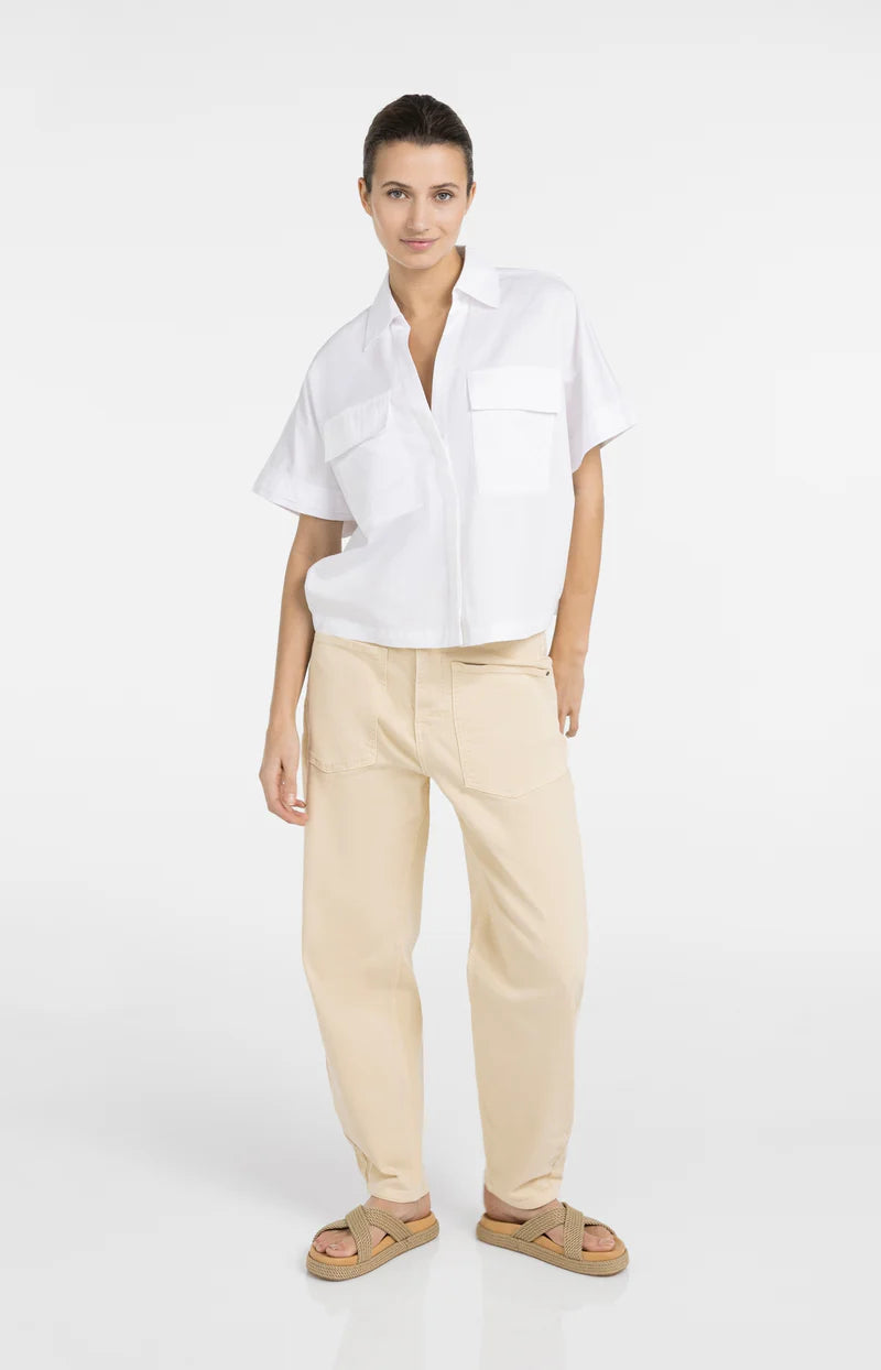 BOXY BLOUSE W POCKETS & PLEATED CUFF