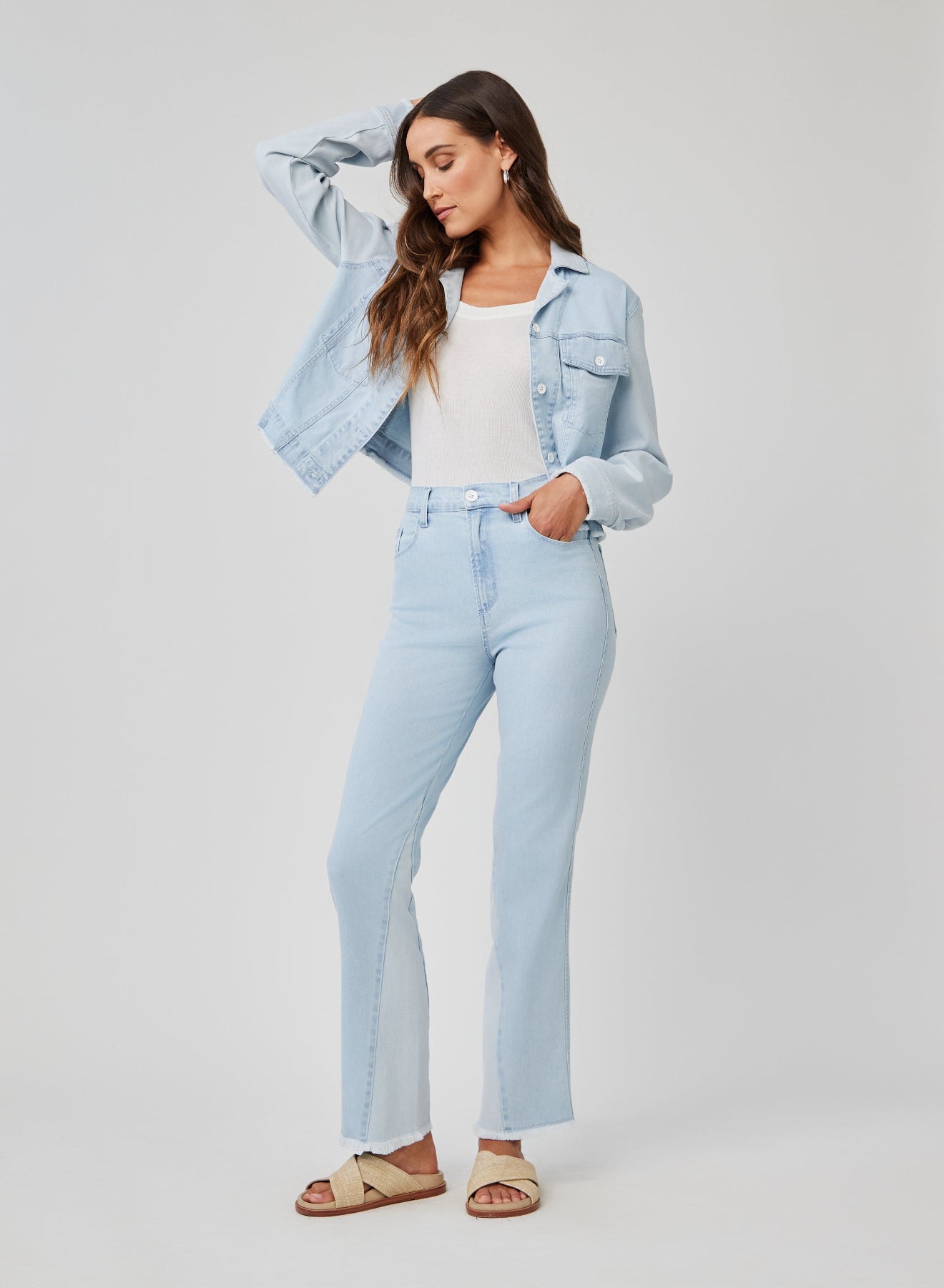 COCO  FRAYED MIX DENIM JACKET