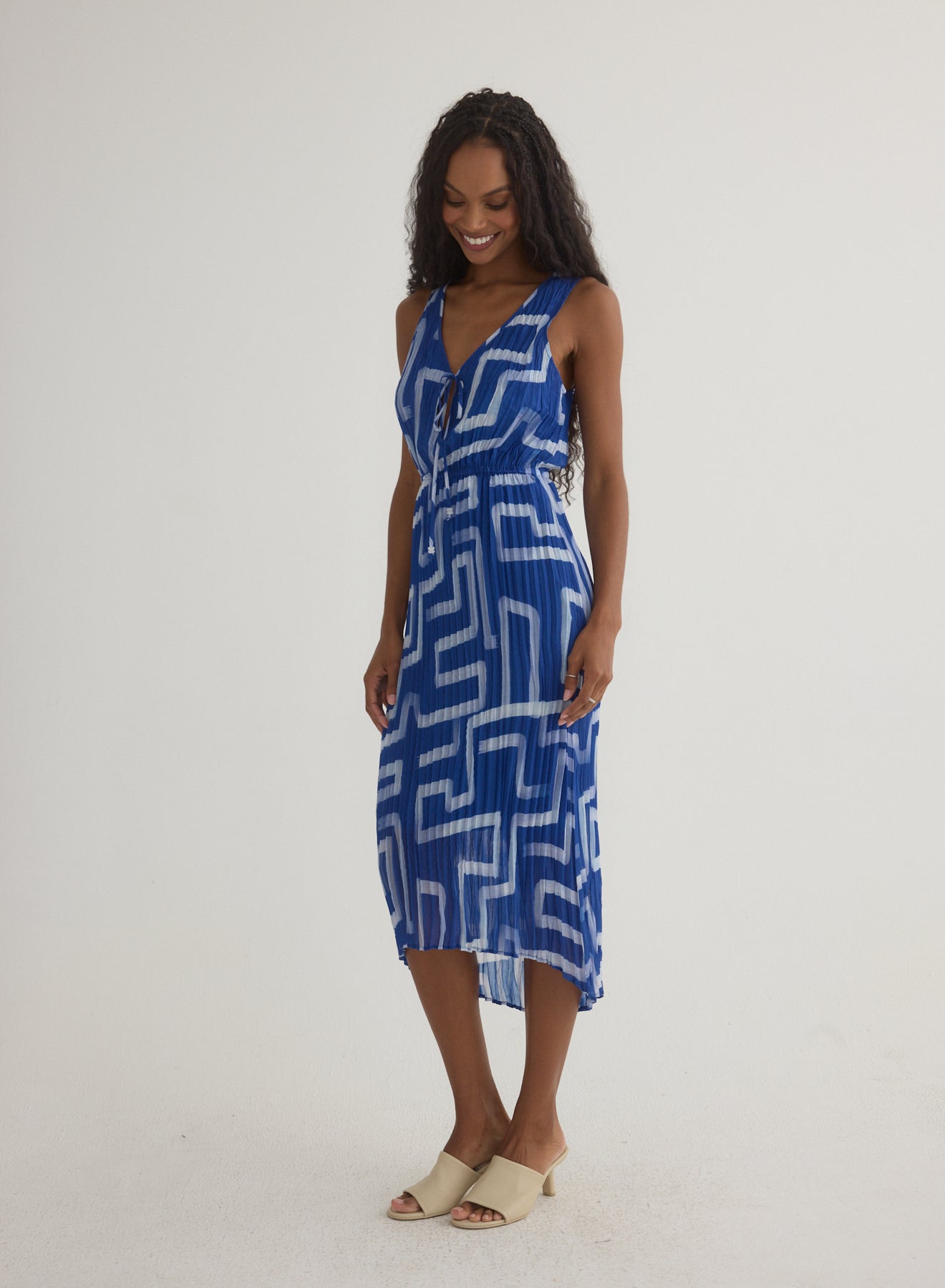 HIGH LOW PLEATED DRESS